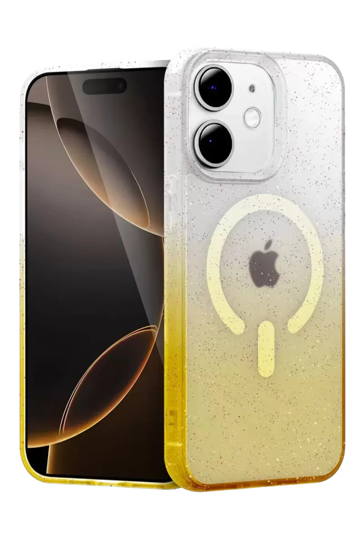 Newface Apple İphone 12 Pummel Shiny Magsafe Kapak - Gold