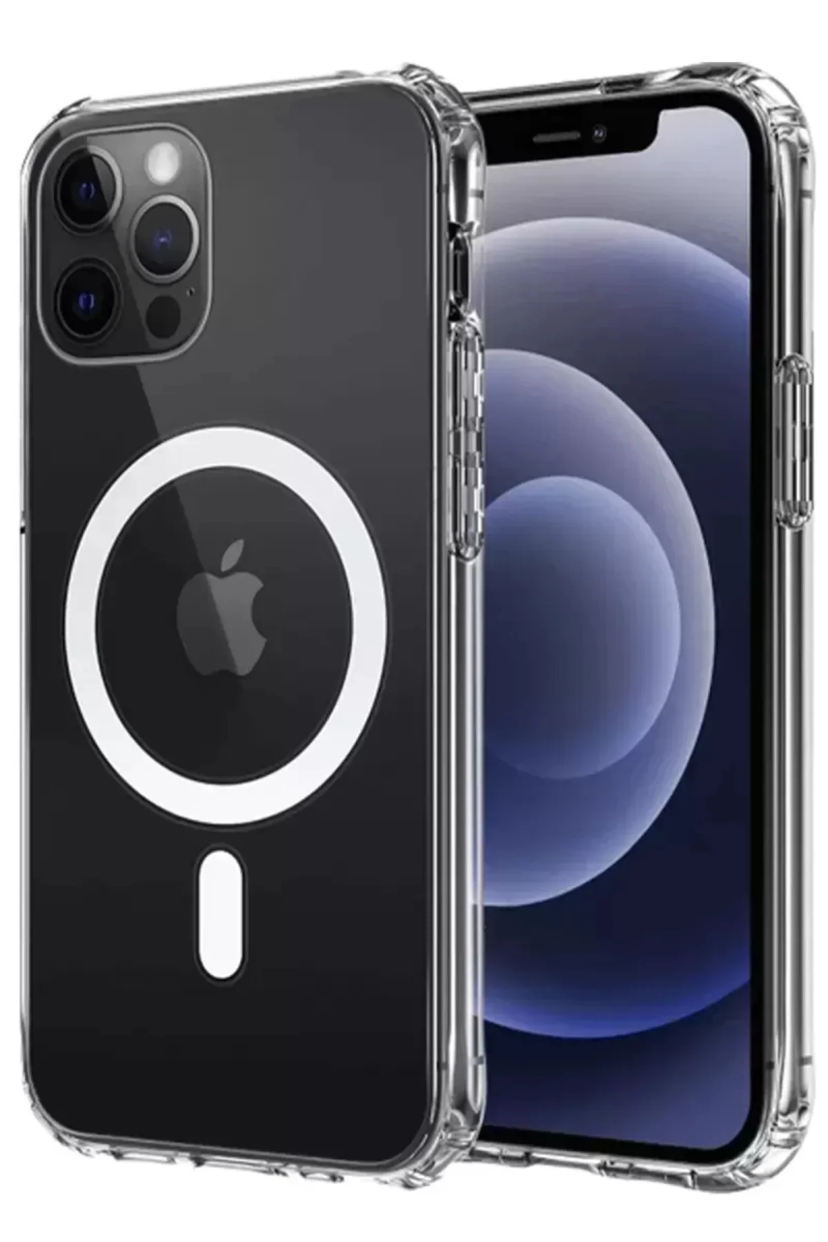 Newface Apple İphone 12 Kılıf Magneticsafe Şeffaf Silikon - Şeffa