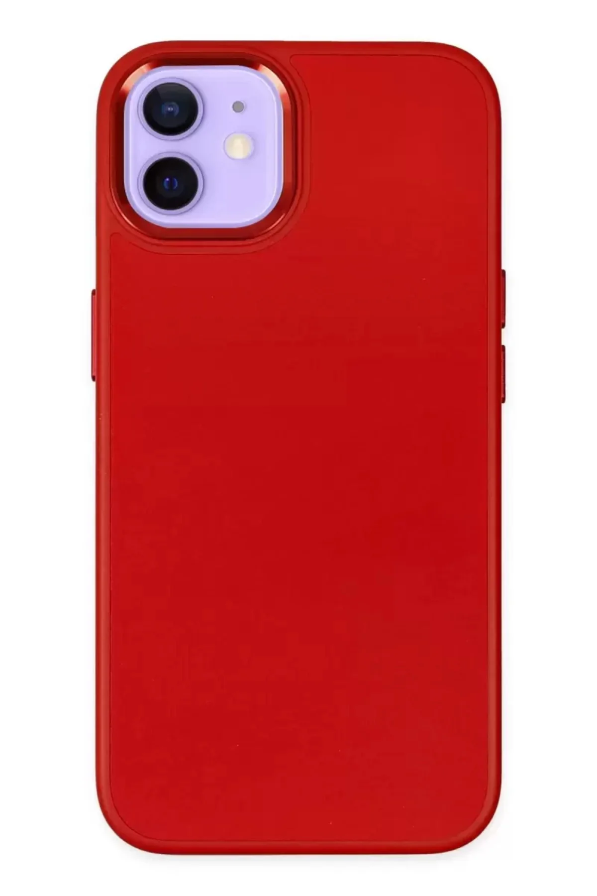 Newface Apple İphone 12 Kılıf Asya Deri Silikon - Kırmızı