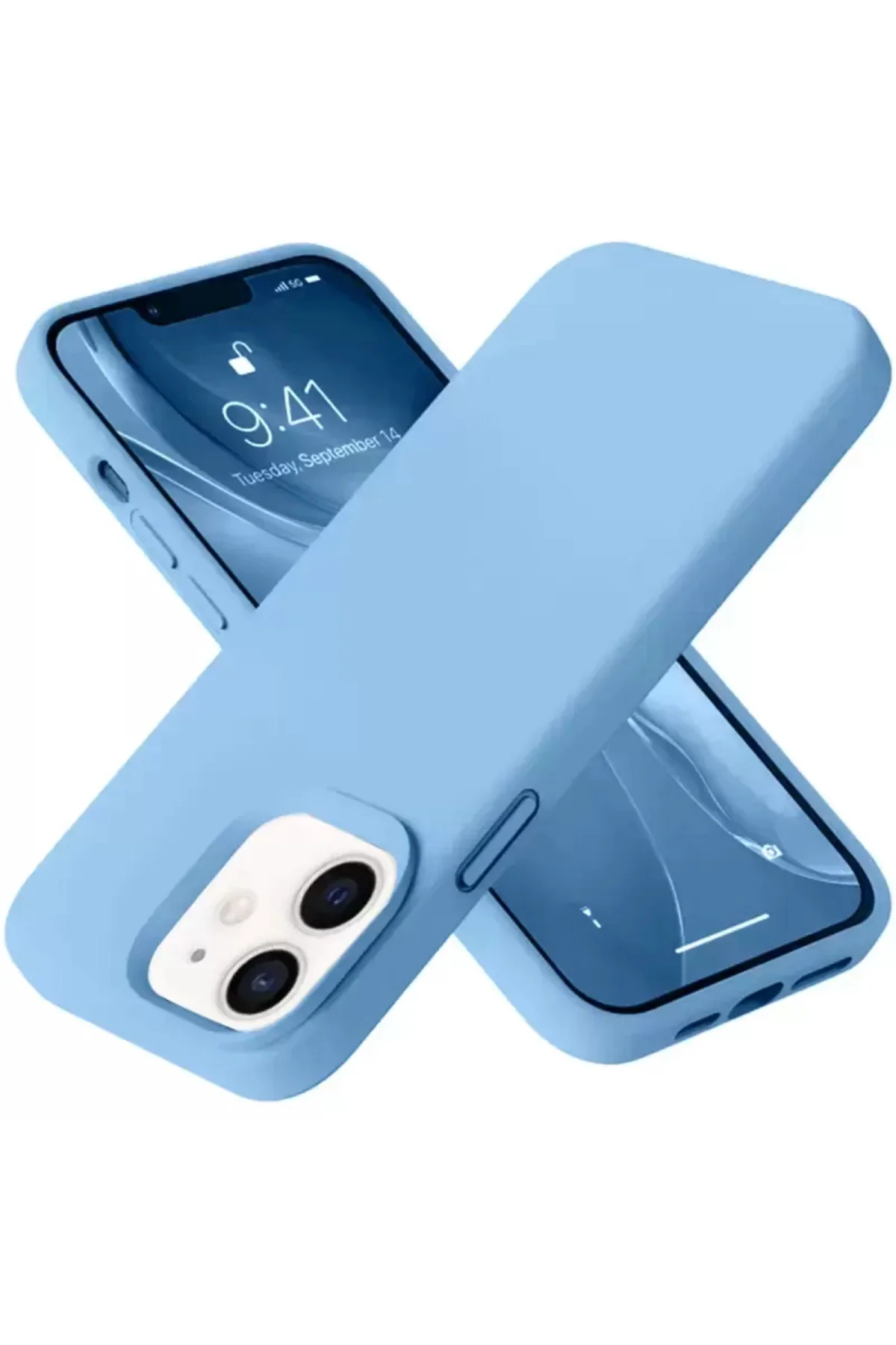 Newface Apple İphone 12 Kılıf Nano İçi Kadife Silikon - Mavi