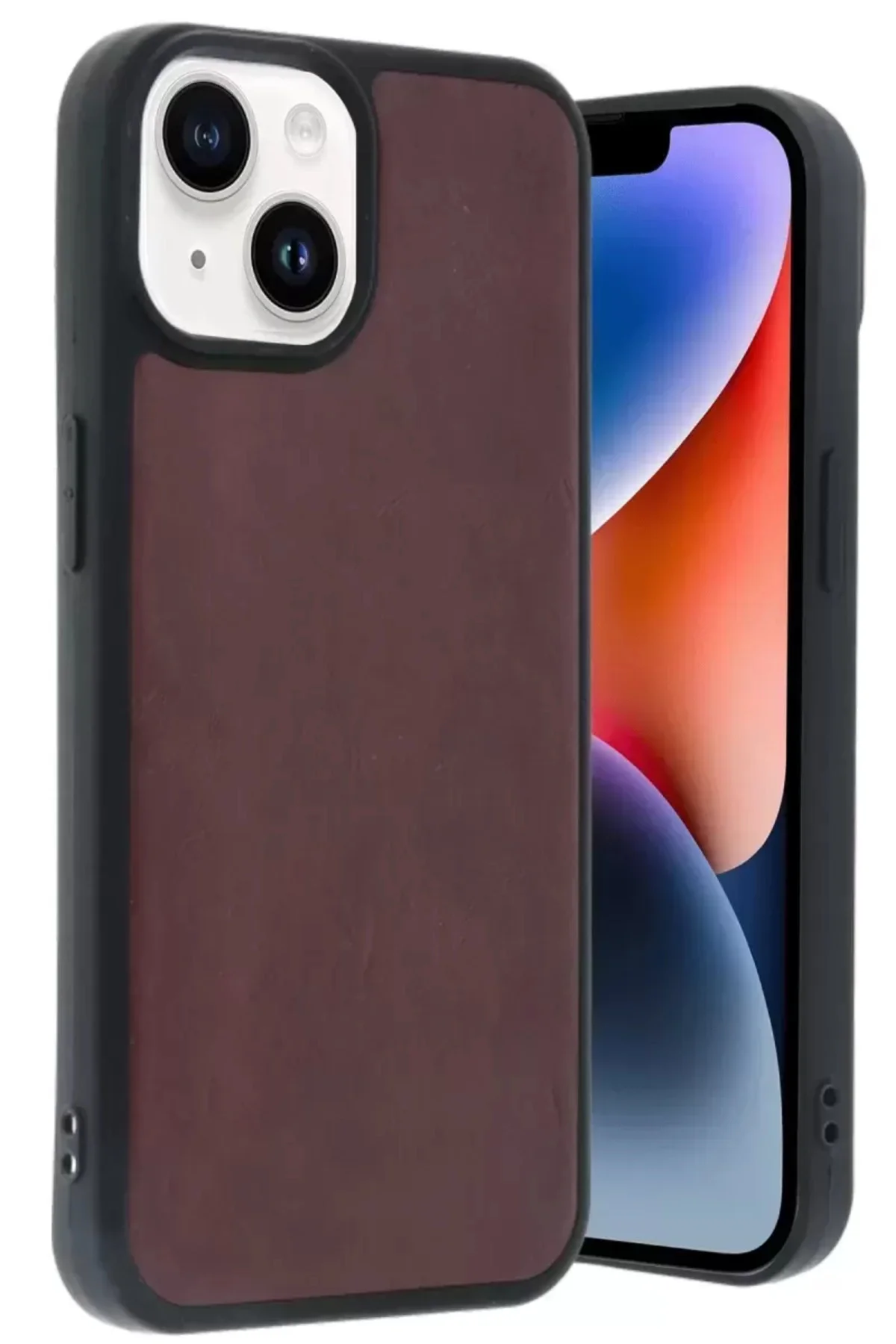 Newface Apple İphone 15 Kılıf Aras Deri Kapak - Bordo