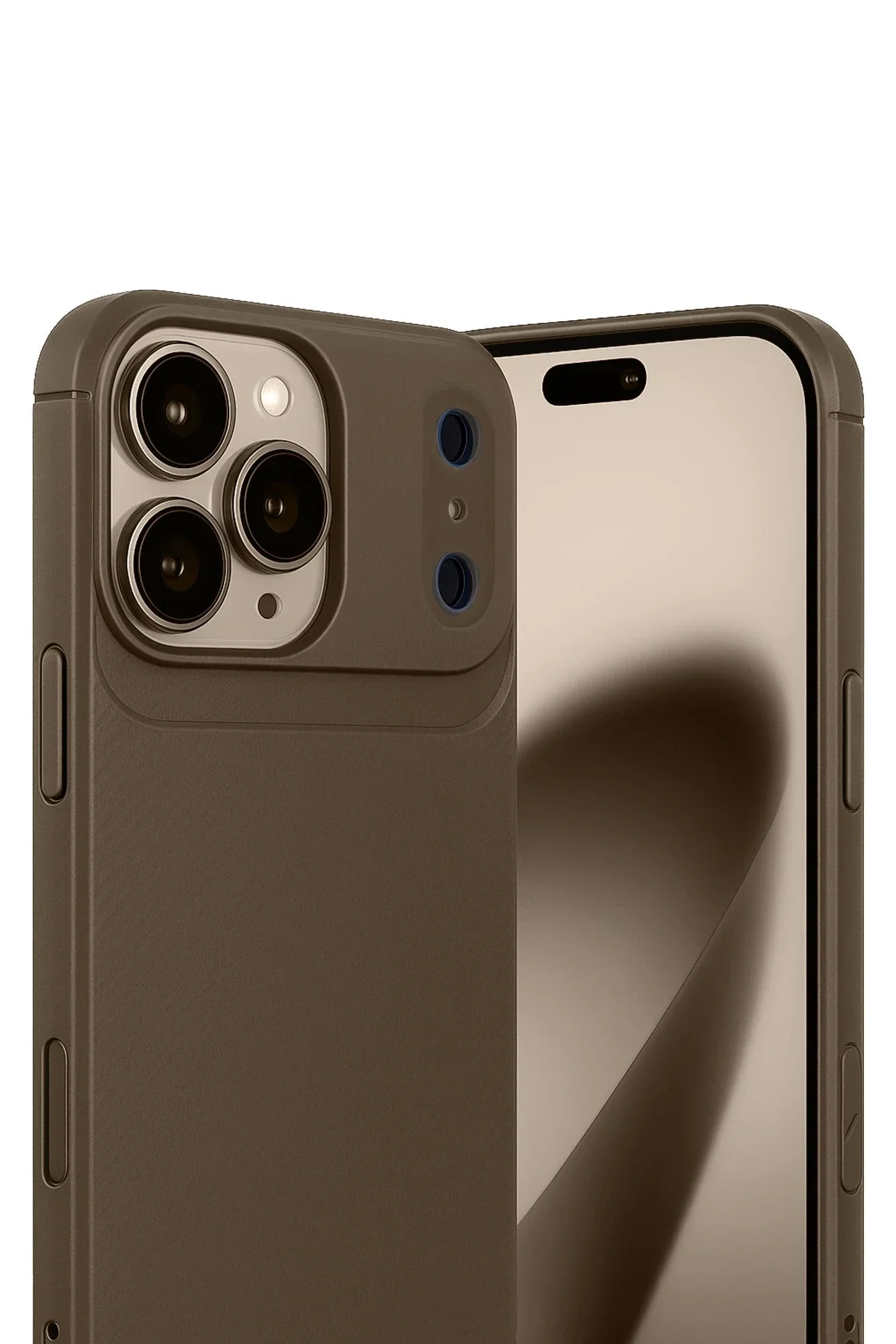 Newface Apple İphone 17 Pro Max Auto Focus Karbon Kapak - Kahverengi
