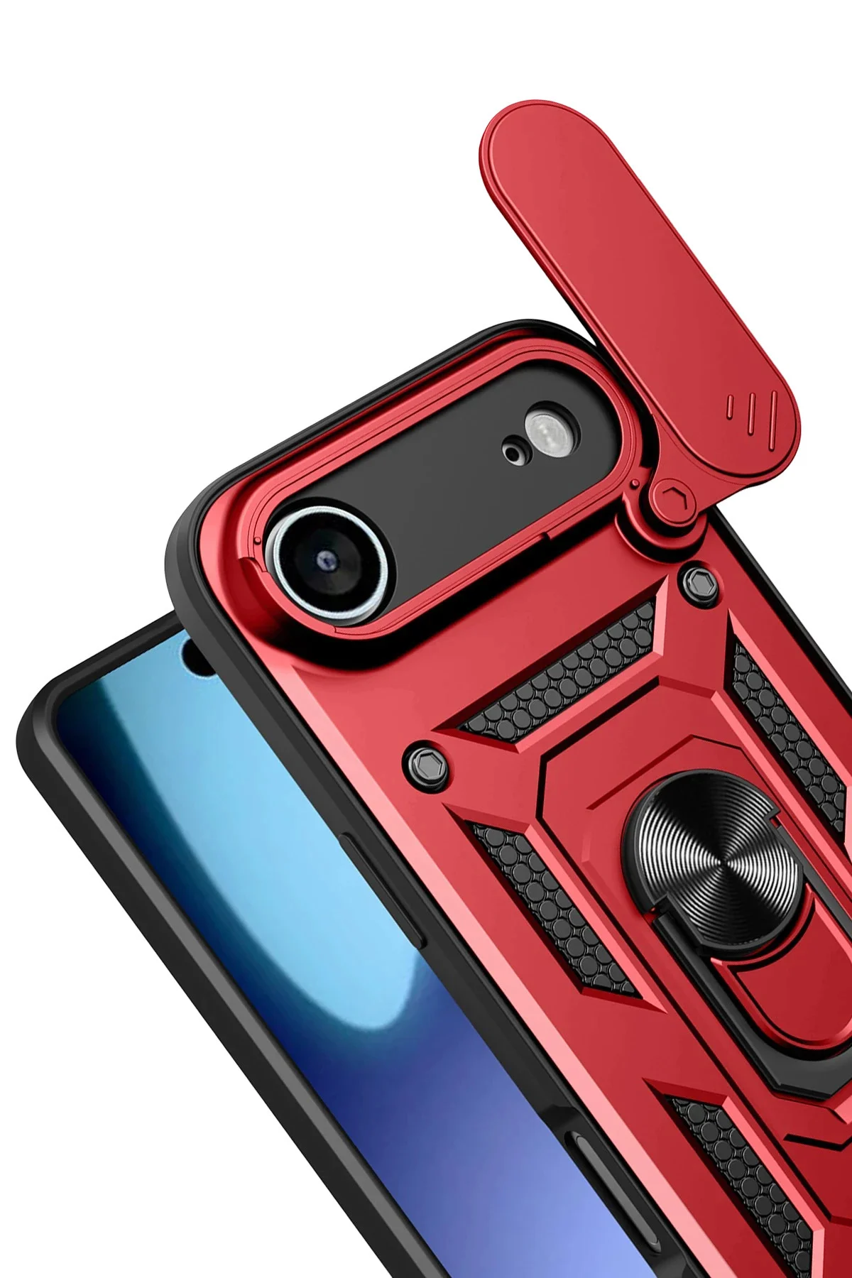 Newface Apple İphone 17 Air Pars Lens Yüzüklü Silikon - Kırmızı