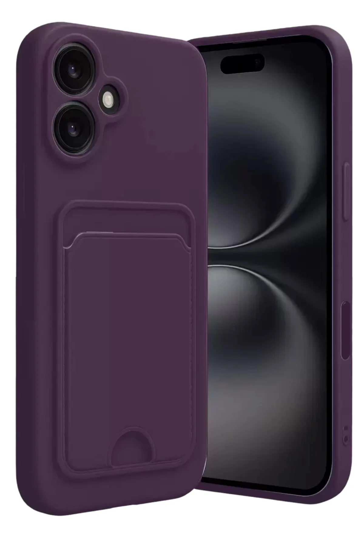 Newface Apple İphone 16 Kılıf Kelvin Kartvizitli Silikon - Derin Mor