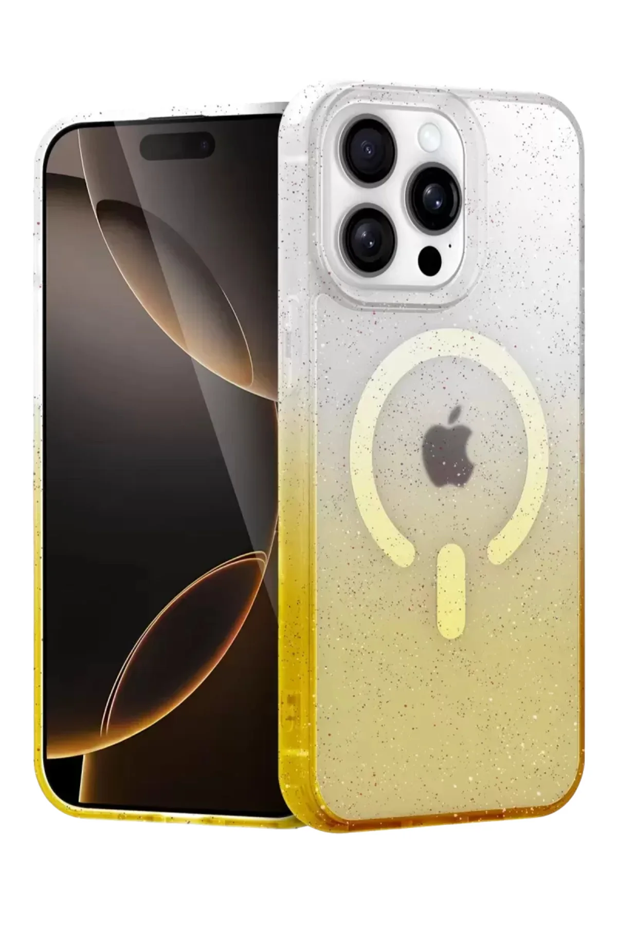 Newface Apple İphone 15 Pro Max Pummel Shiny Magsafe Kapak - Gold