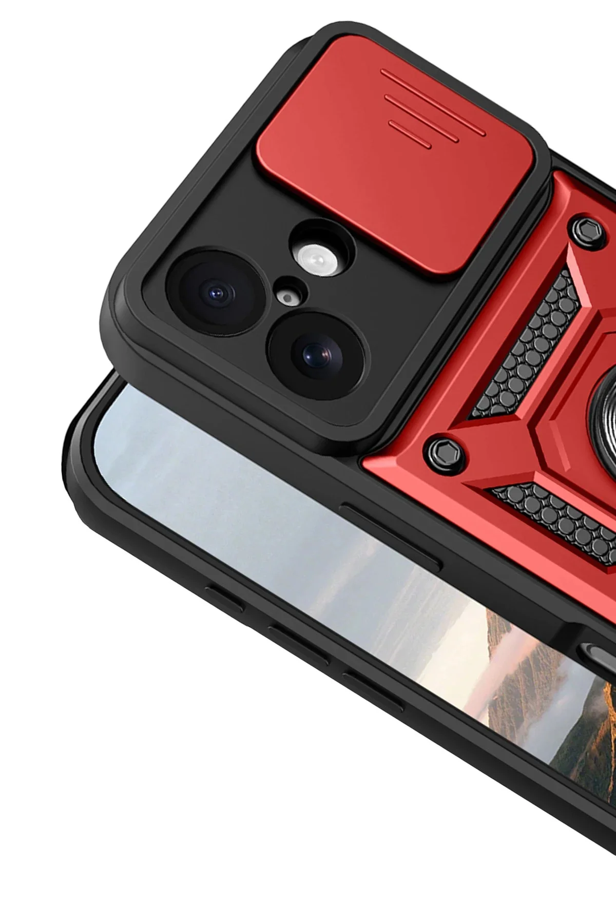 Newface Apple İphone 17 Pars Lens Yüzüklü Silikon - Kırmızı