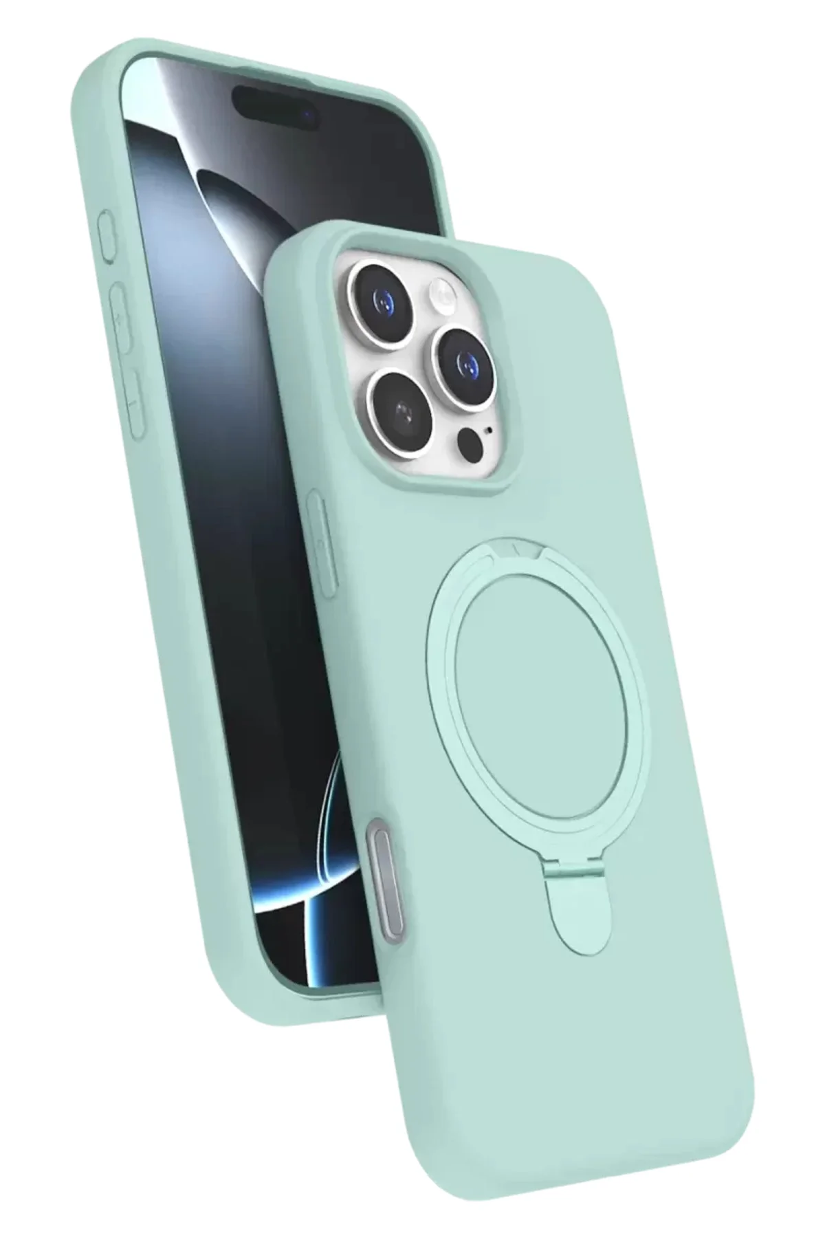 Newface Apple İphone 16 Pro Regal Magsafe Standlı Kapak - Su Yeşili