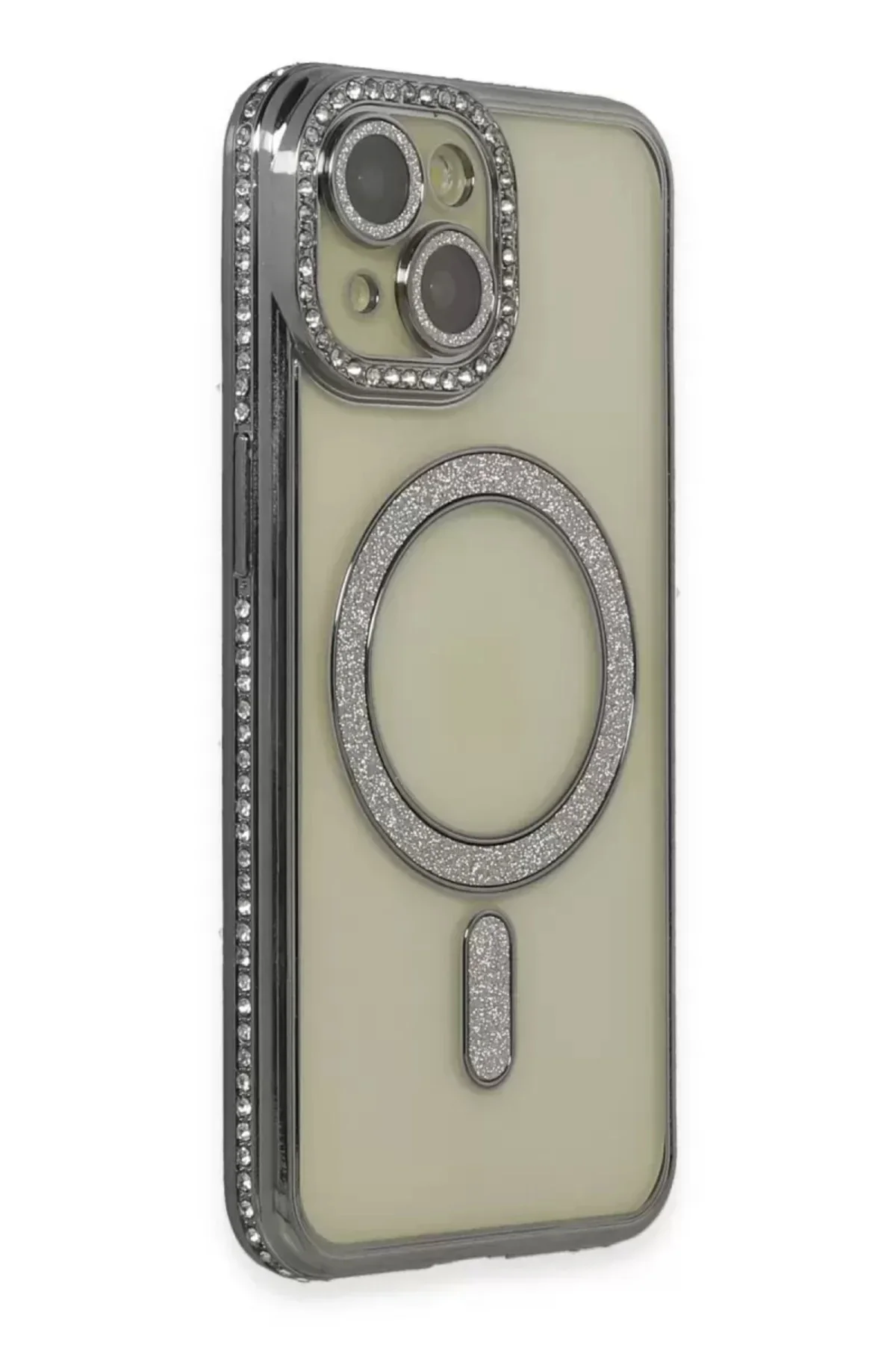 Newface Apple İphone 13 Kılıf Joke Simli Magneticsafe Kılıf - Gri