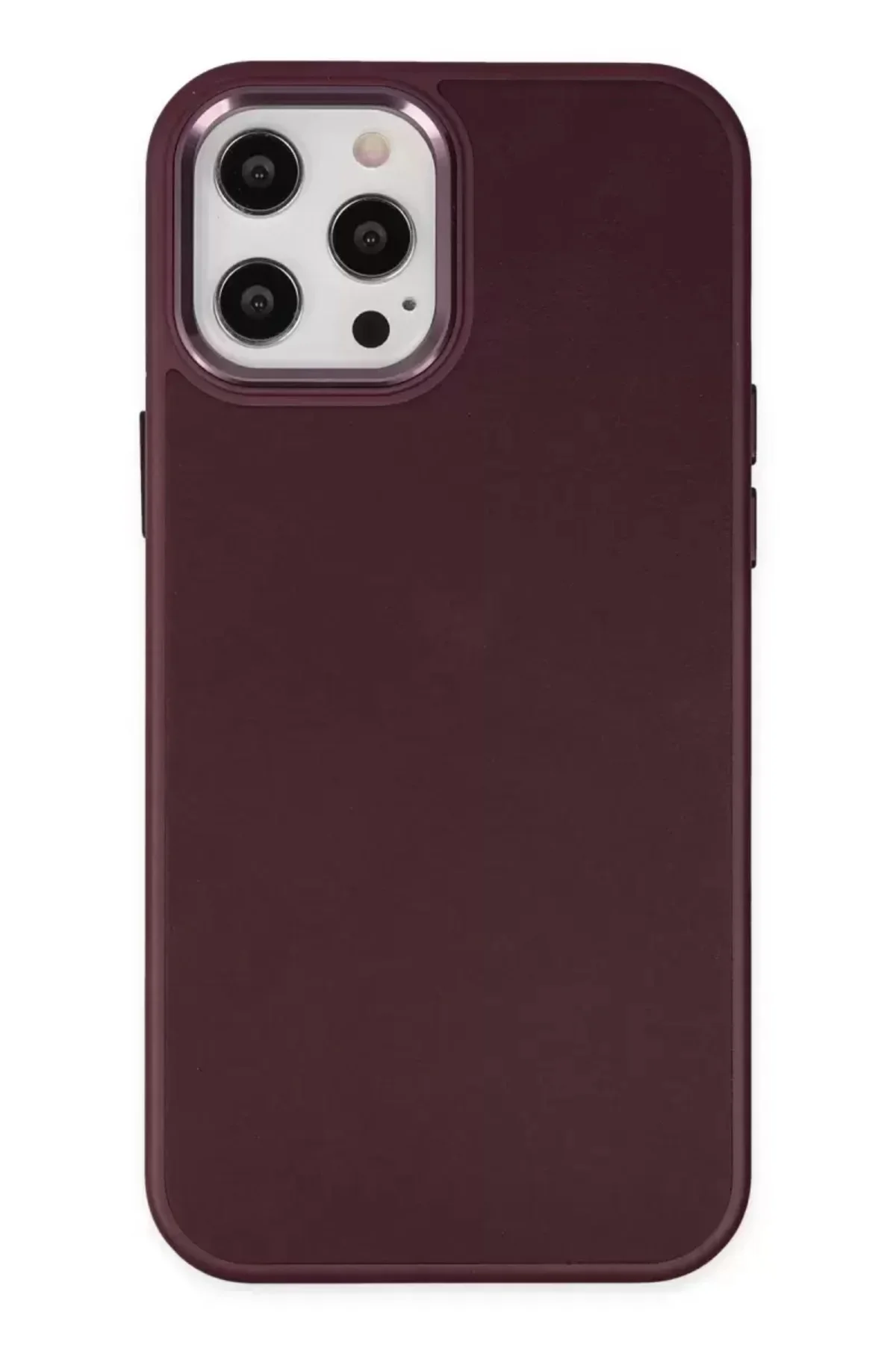 Newface Apple İphone 12 Pro Max Kılıf Asya Deri Silikon - Mürdüm