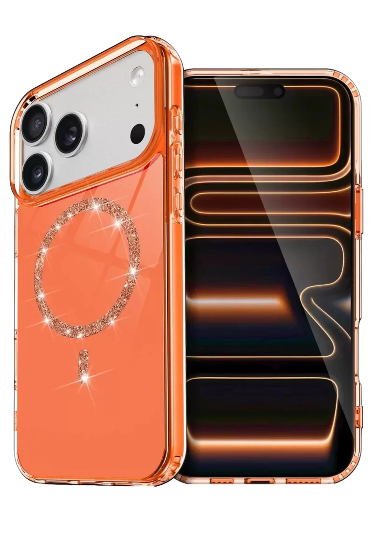 Newface Apple İphone 17 Pro Max Live Diamond Magsafe Kapak - Turuncu