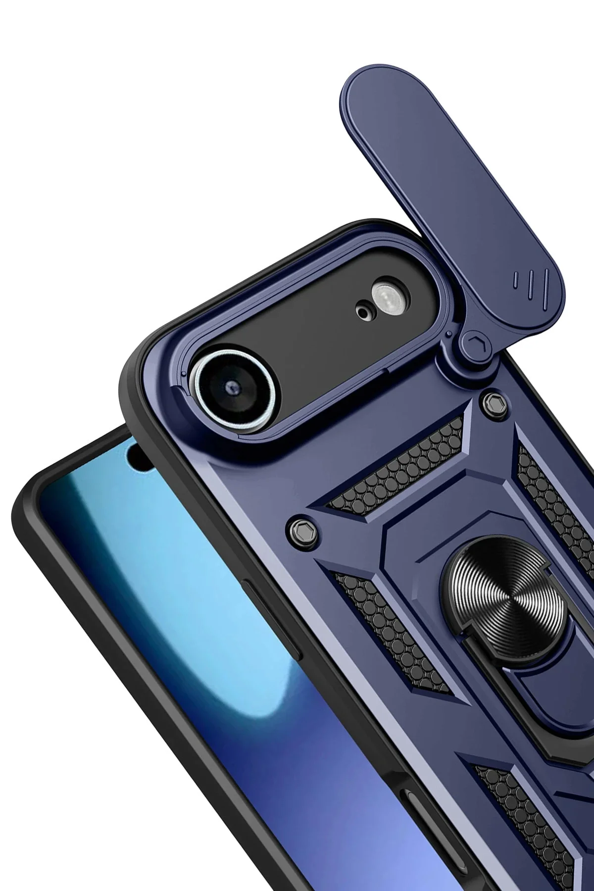 Newface Apple İphone 17 Air Pars Lens Yüzüklü Silikon - Lacivert