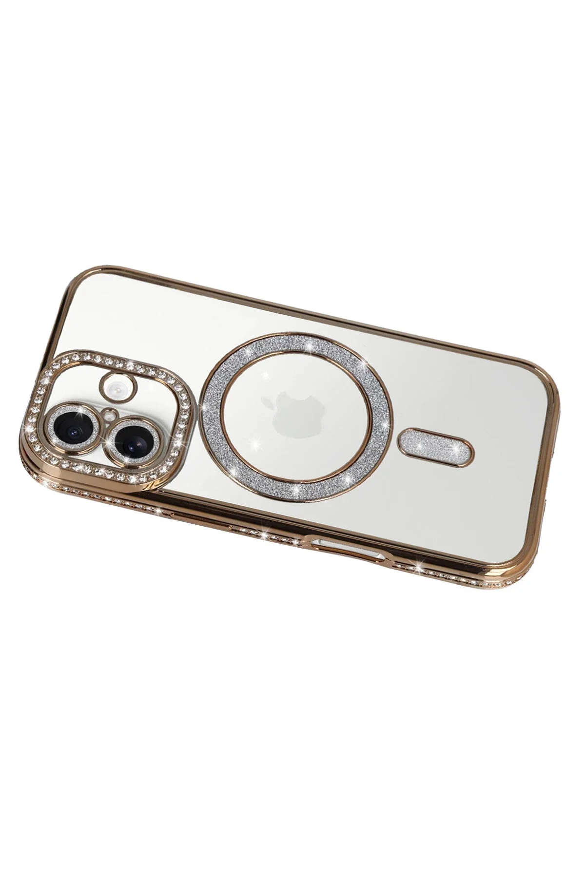 Newface Apple İphone 17 Joke Simli Magneticsafe Kılıf - Gold