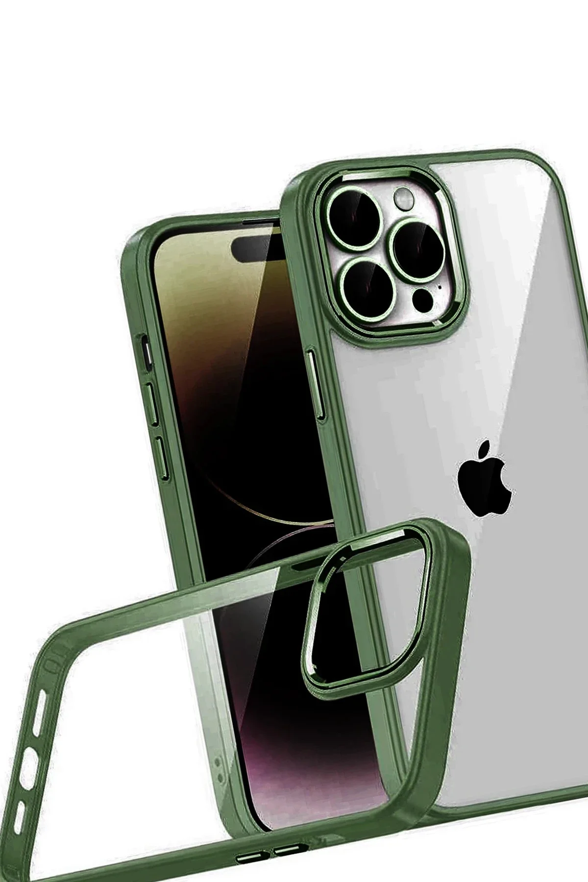 Newface Apple İphone 15 Pro Max Razer Lensli Silikon - Yeşil