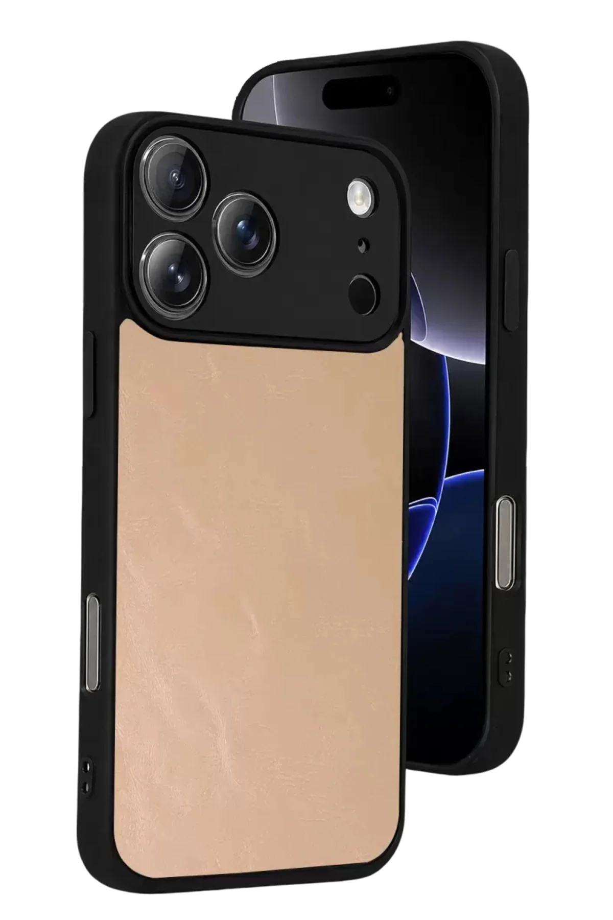 Newface Apple İphone 17 Pro Max Aras Deri Kapak - Pudra