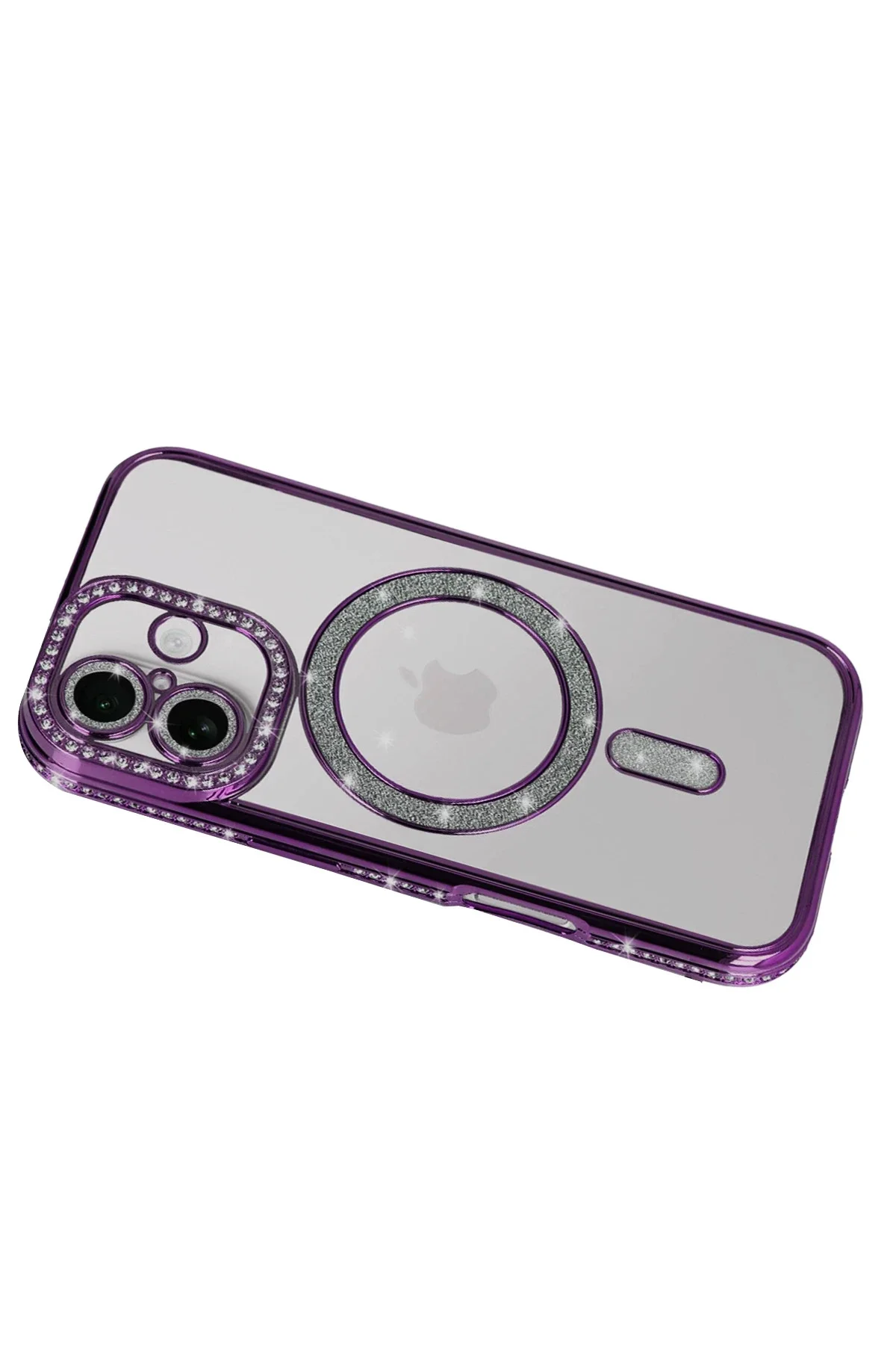 Newface Apple İphone 17 Joke Simli Magneticsafe Kılıf - Derin Mor