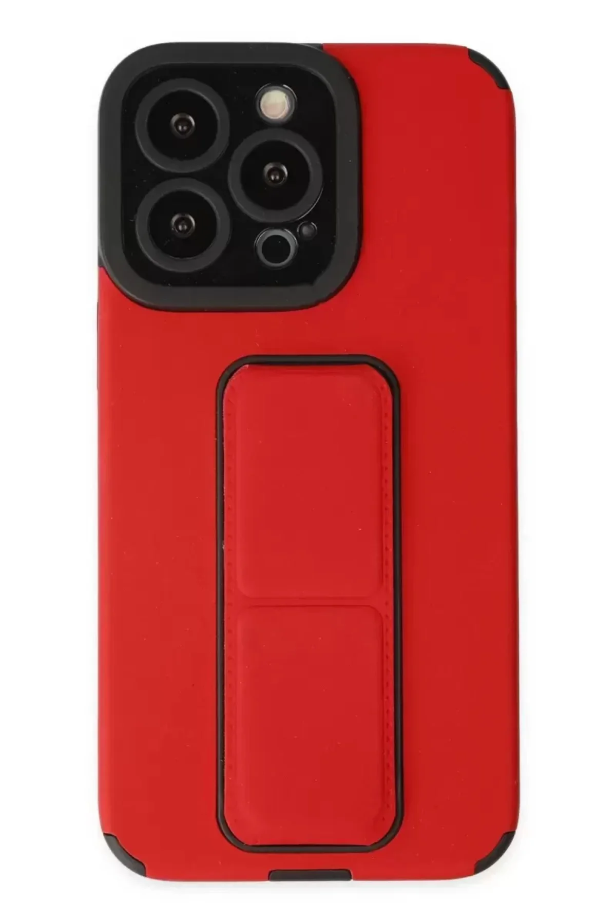 Newface Apple İphone 13 Pro Max Kılıf Mega Standlı Silikon - Kırm