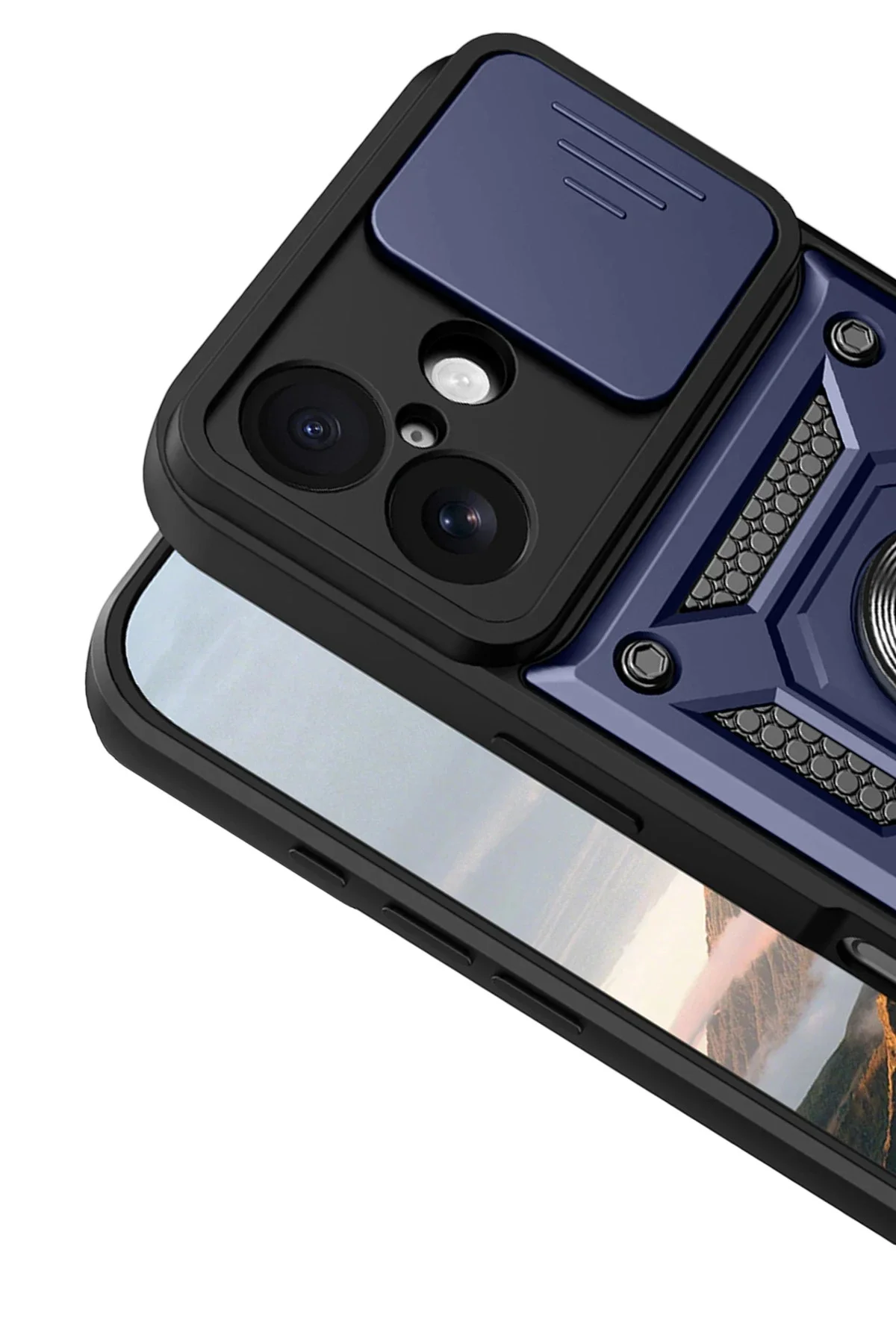 Newface Apple İphone 17 Pars Lens Yüzüklü Silikon - Lacivert