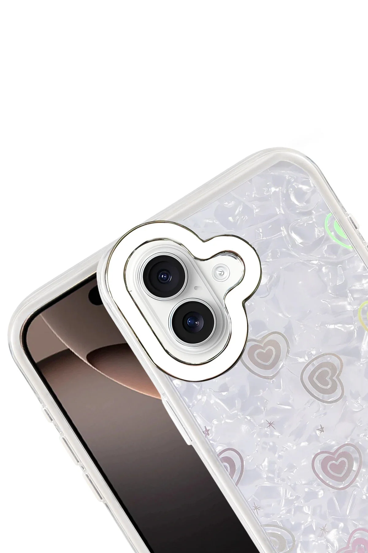 Newface Apple İphone 16 Lumi Desenli Kapak - Beyaz