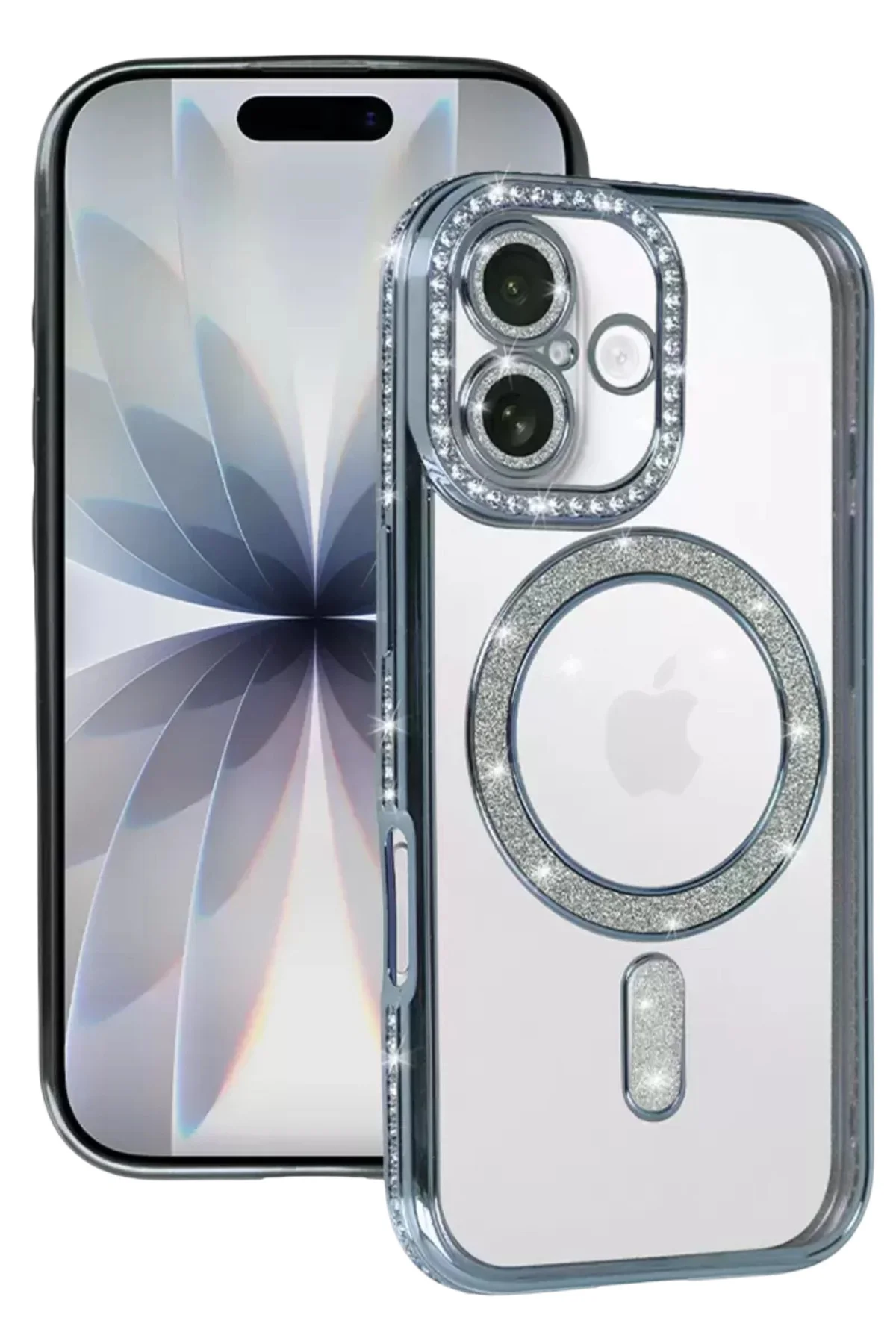 Newface Apple İphone 17 Joke Simli Magneticsafe Kılıf - Mavi