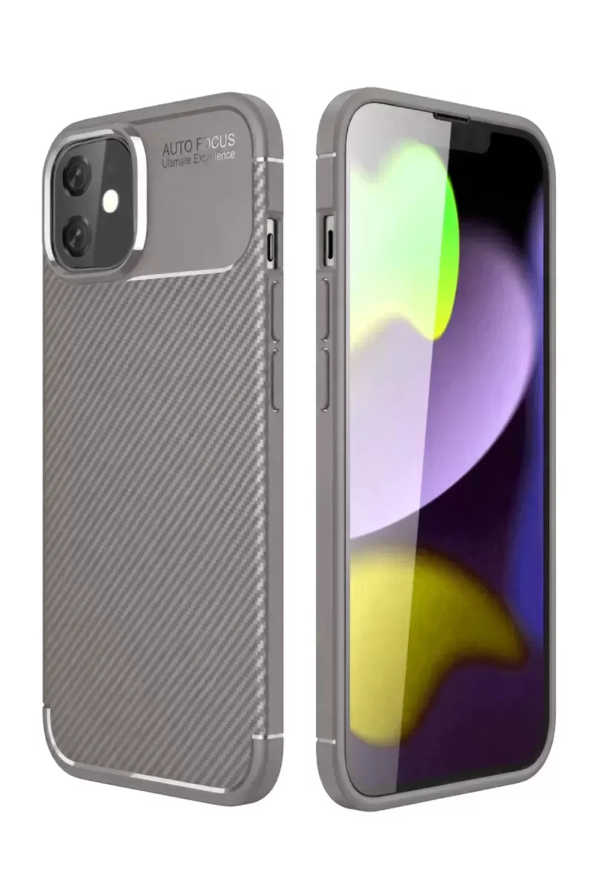 Newface Apple İphone 11 Kılıf Auto Focus Karbon Kapak - Gri