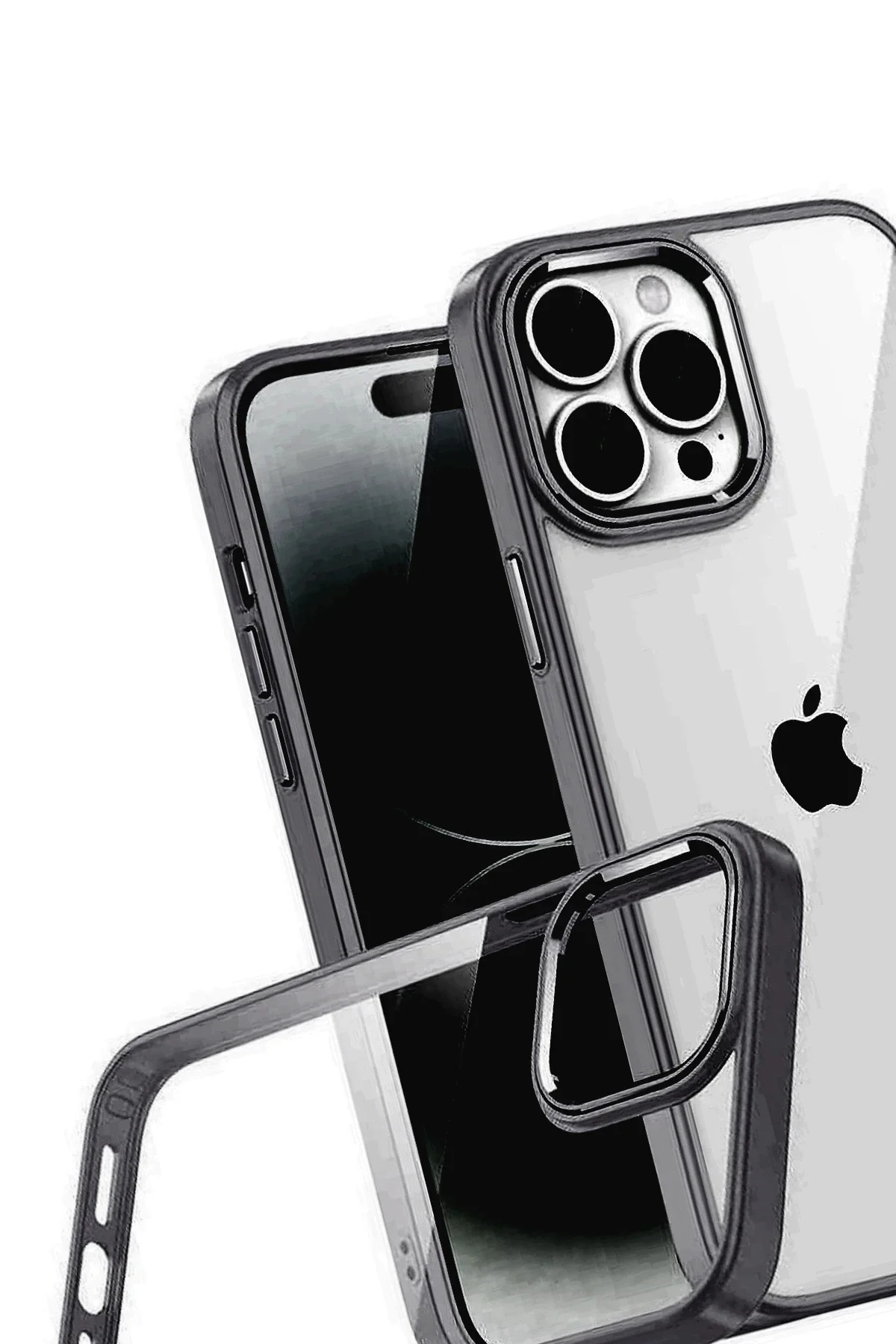 Newface Apple İphone 15 Pro Max Razer Lensli Silikon - Siyah