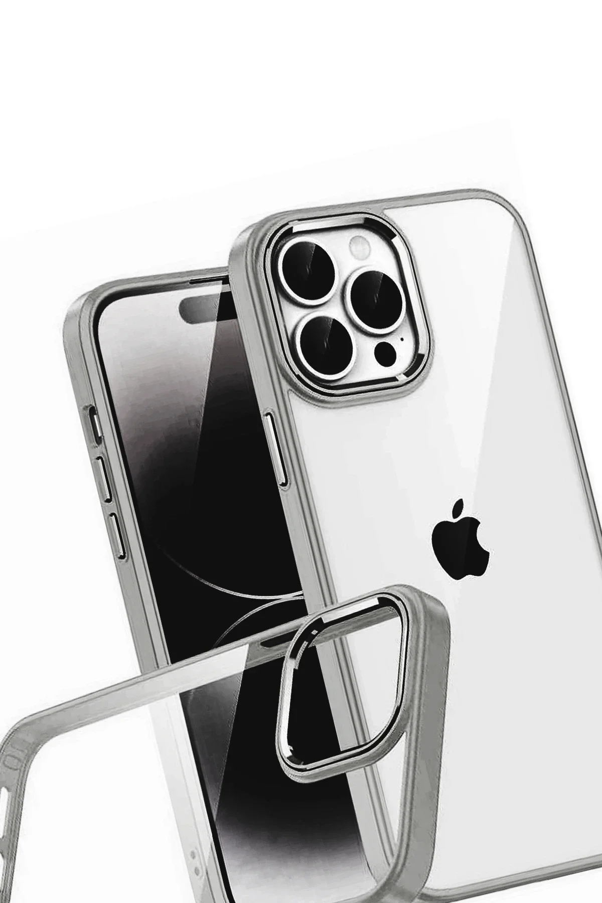 Newface Apple İphone 15 Pro Max Razer Lensli Silikon - Titan Gri