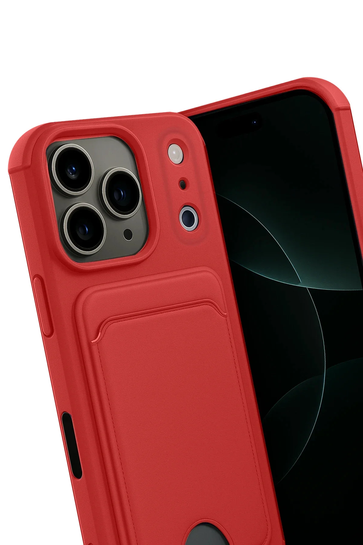 Newface Apple İphone 17 Pro Max Kelvin Kartvizitli Silikon - Kırmızı