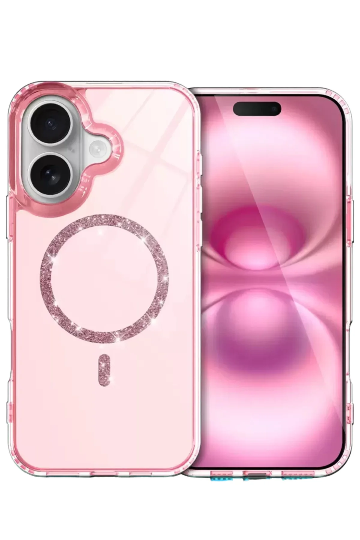 Newface Apple İphone 16 Plus Live Diamond Magsafe Kapak - Pembe
