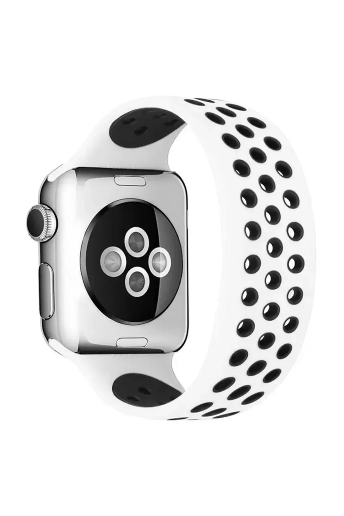 Newface Apple Watch 38mm Ayarlı Delikli Silikon Kordon - Beyaz-si