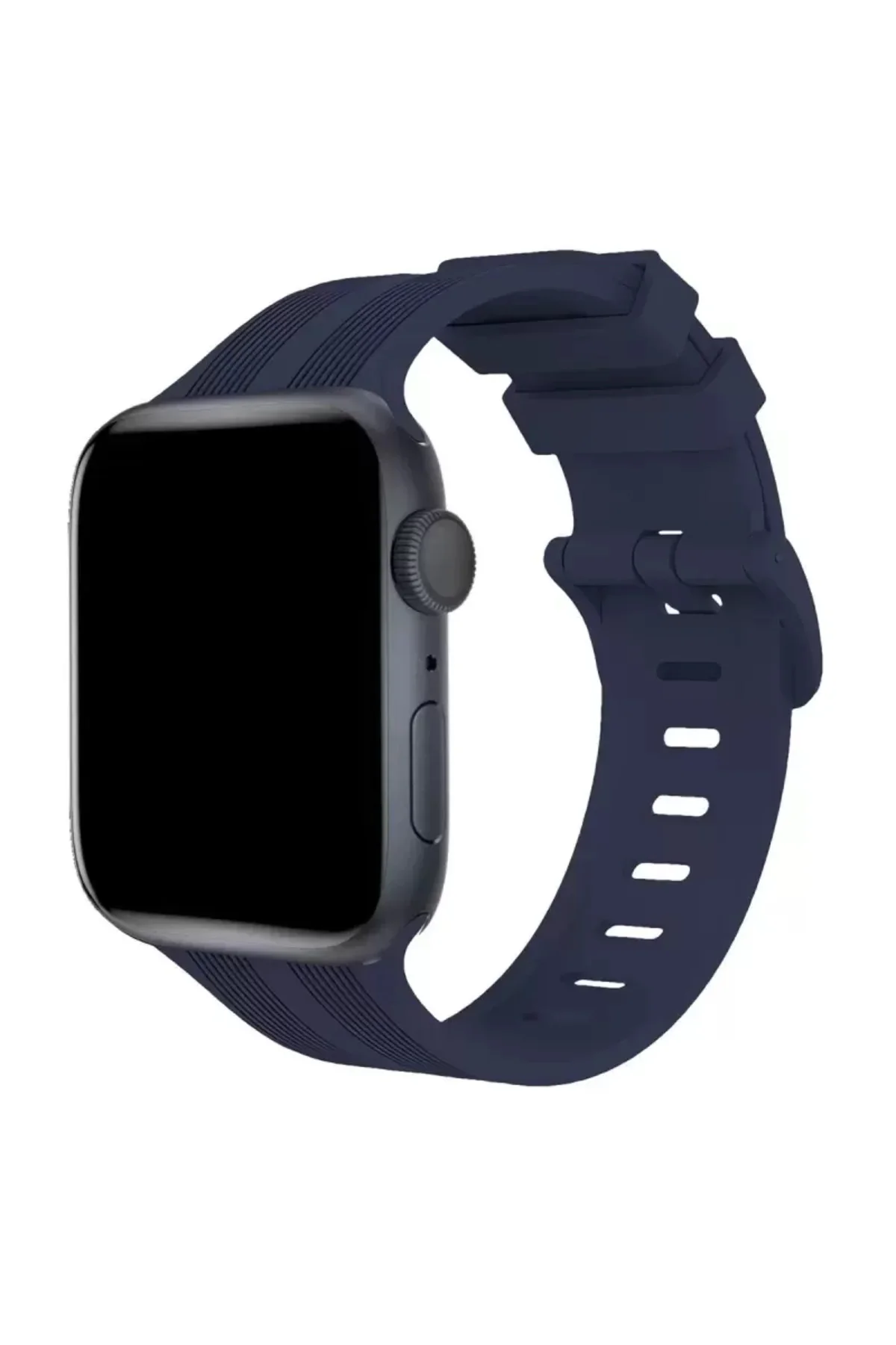 Newface Apple Watch 38mm Kr408 Çizgili Silikon Kordon - Lacivert