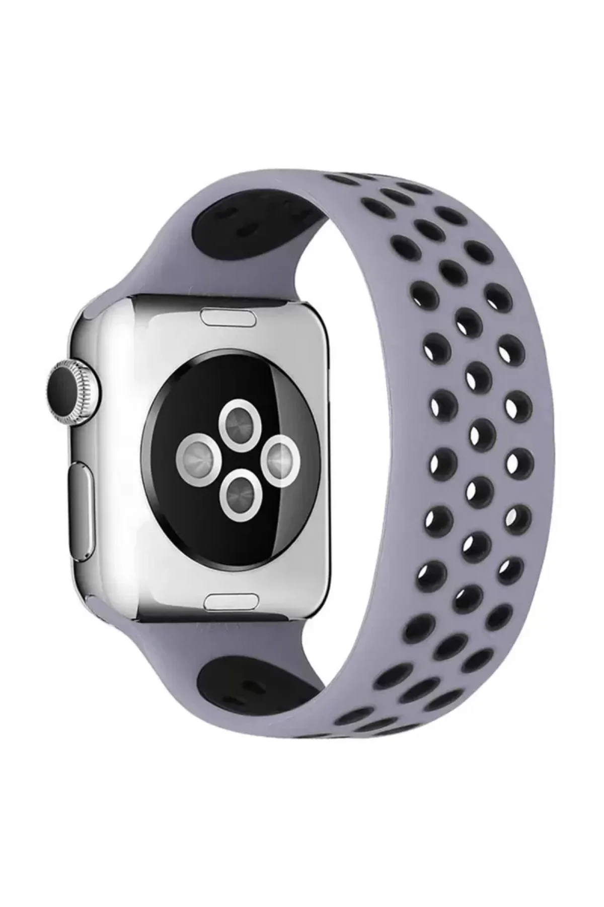 Newface Apple Watch 38mm Ayarlı Delikli Silikon Kordon - Gri-siya