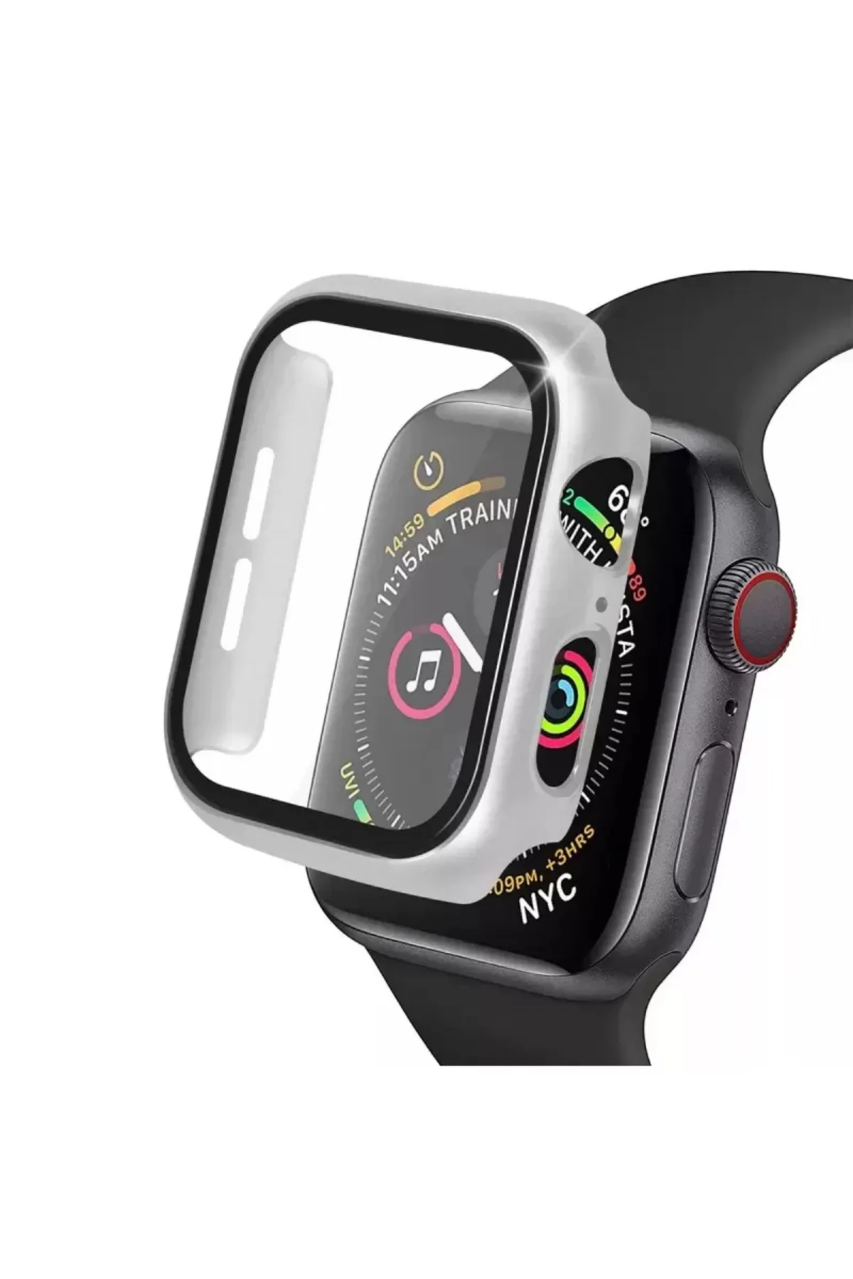 Newface Apple Watch 40mm Camlı Kasa Ekran Koruyucu - Gümüş