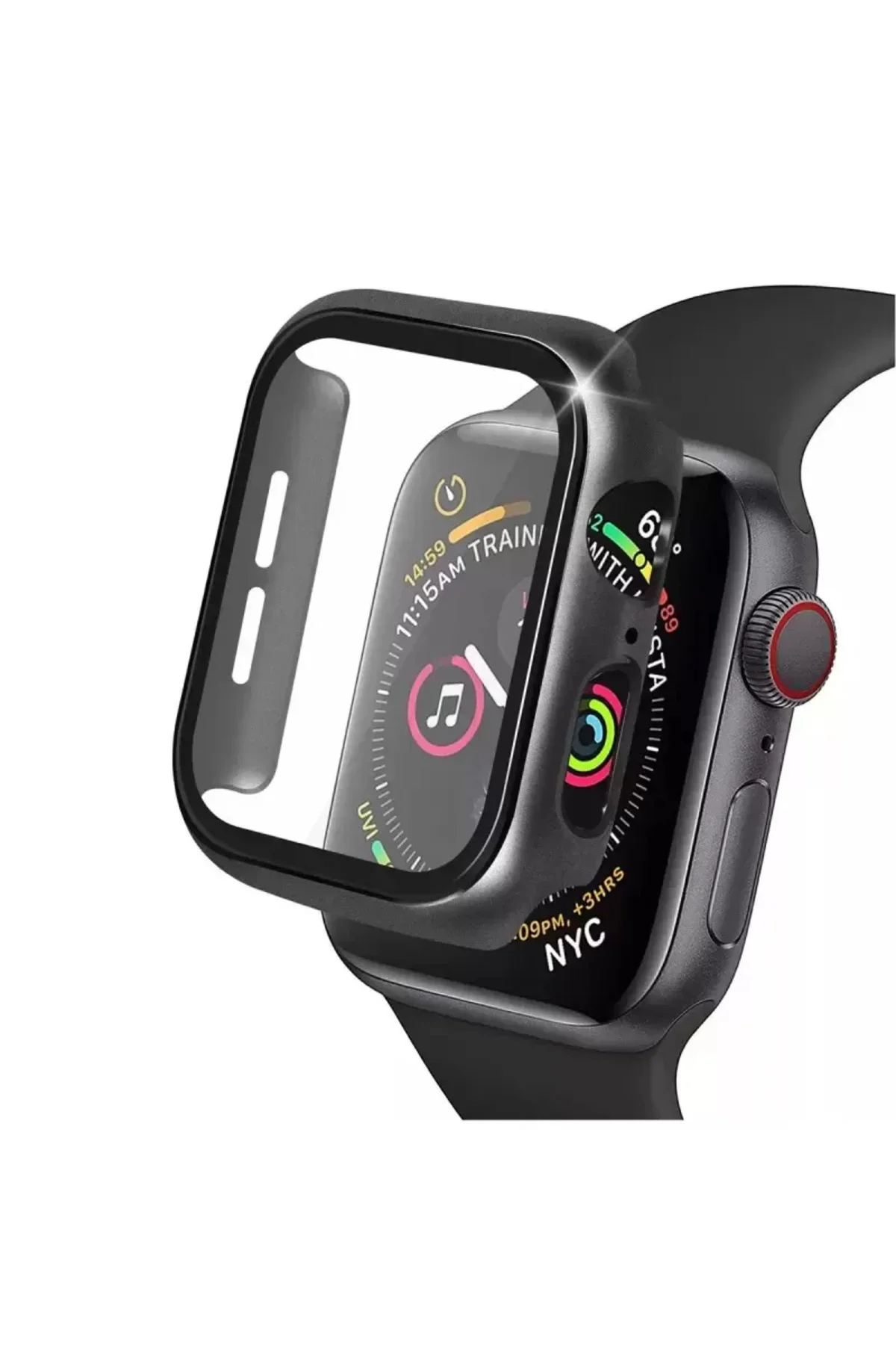 Newface Apple Watch 40mm Camlı Kasa Ekran Koruyucu - Siyah
