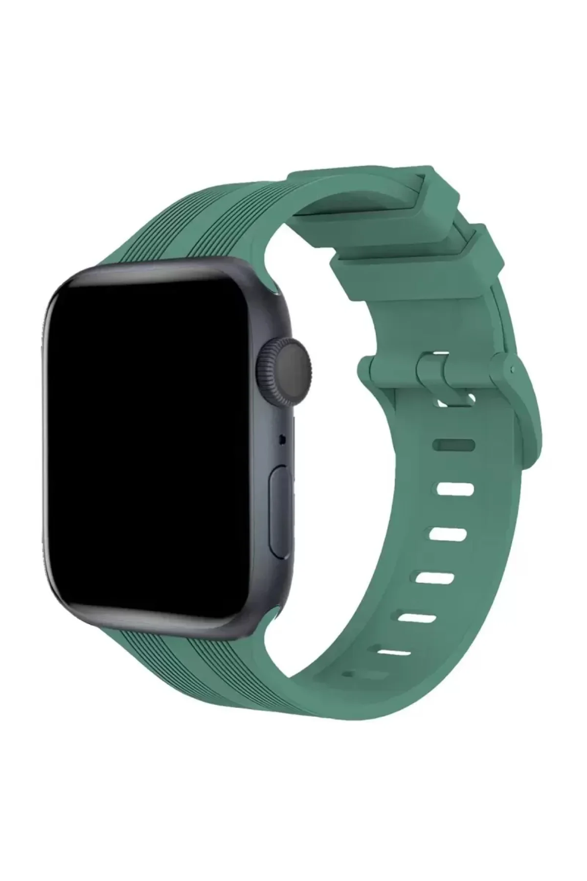 Newface Apple Watch 38mm Kr408 Çizgili Silikon Kordon - Yeşil