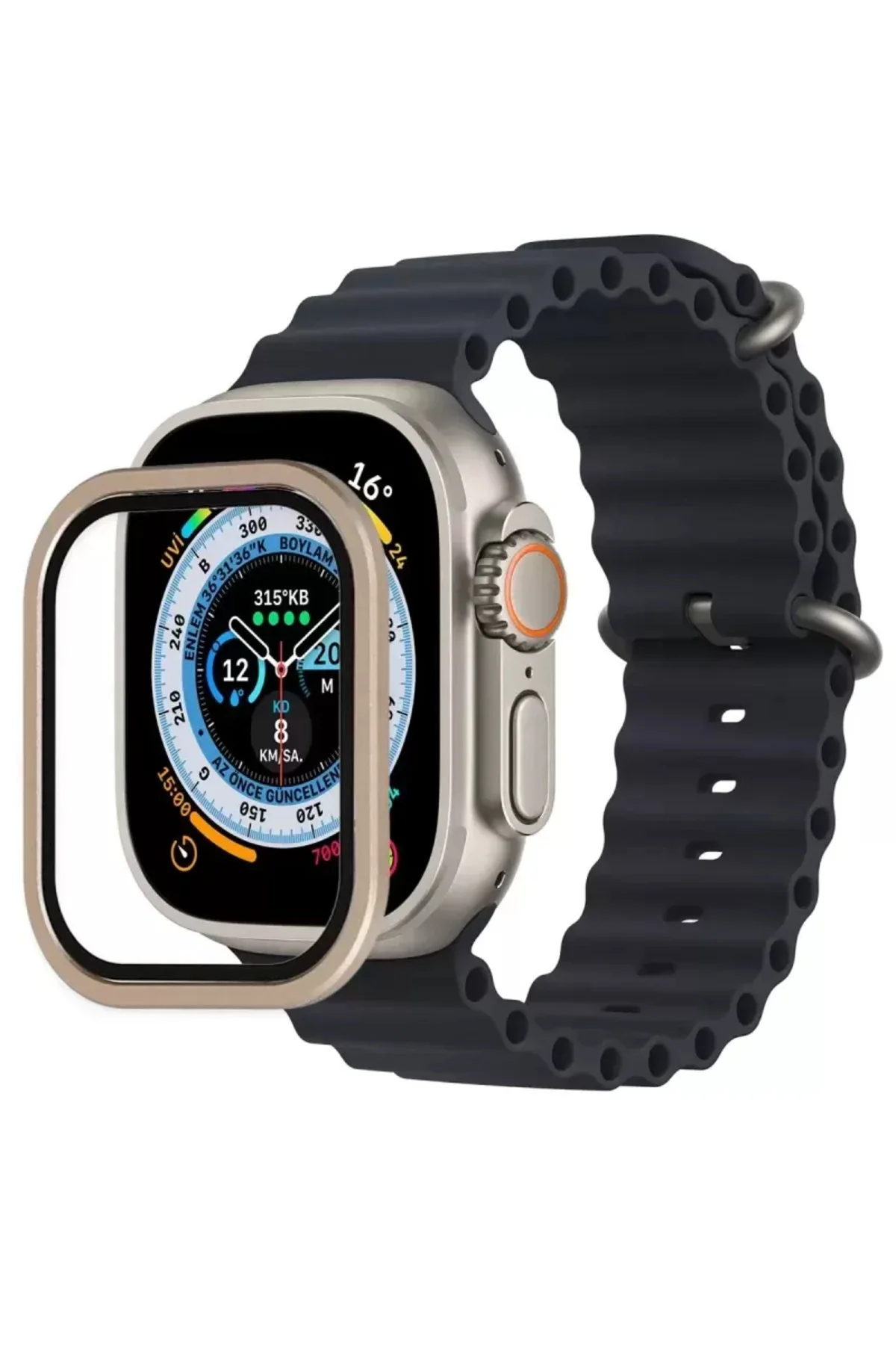 Newface Apple Watch Ultra 49mm Alüminyum Kasa Cam Ekran Koruyucu 