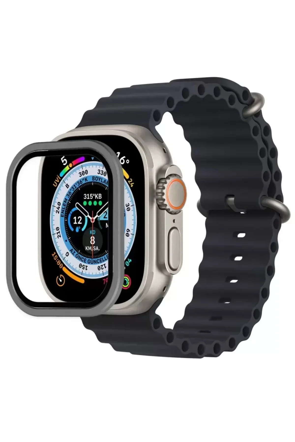 Newface Apple Watch Ultra 49mm Alüminyum Kasa Cam Ekran Koruyucu 