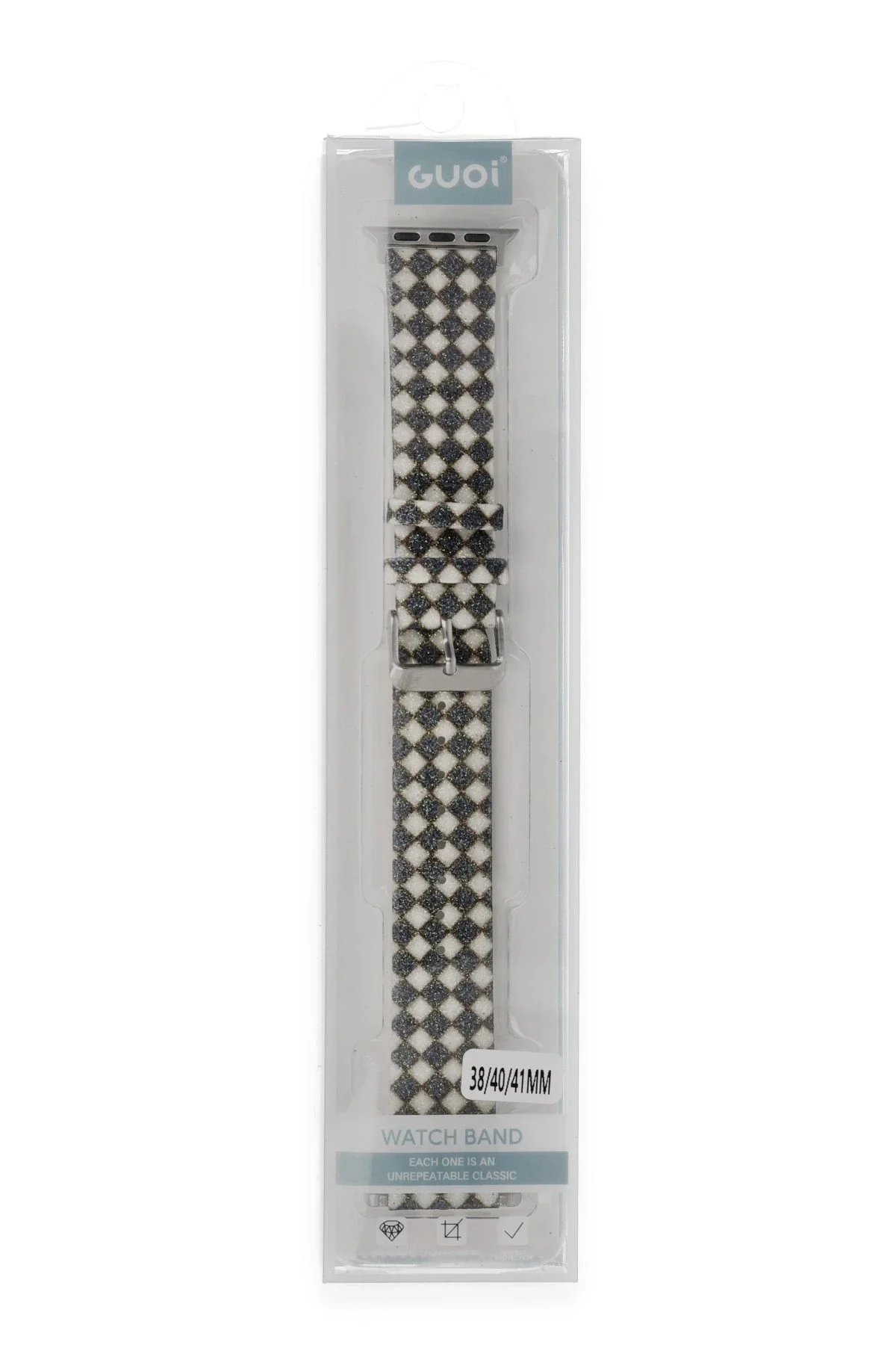 Newface Apple Watch 38mm Karo Motif Kordon - Siyah