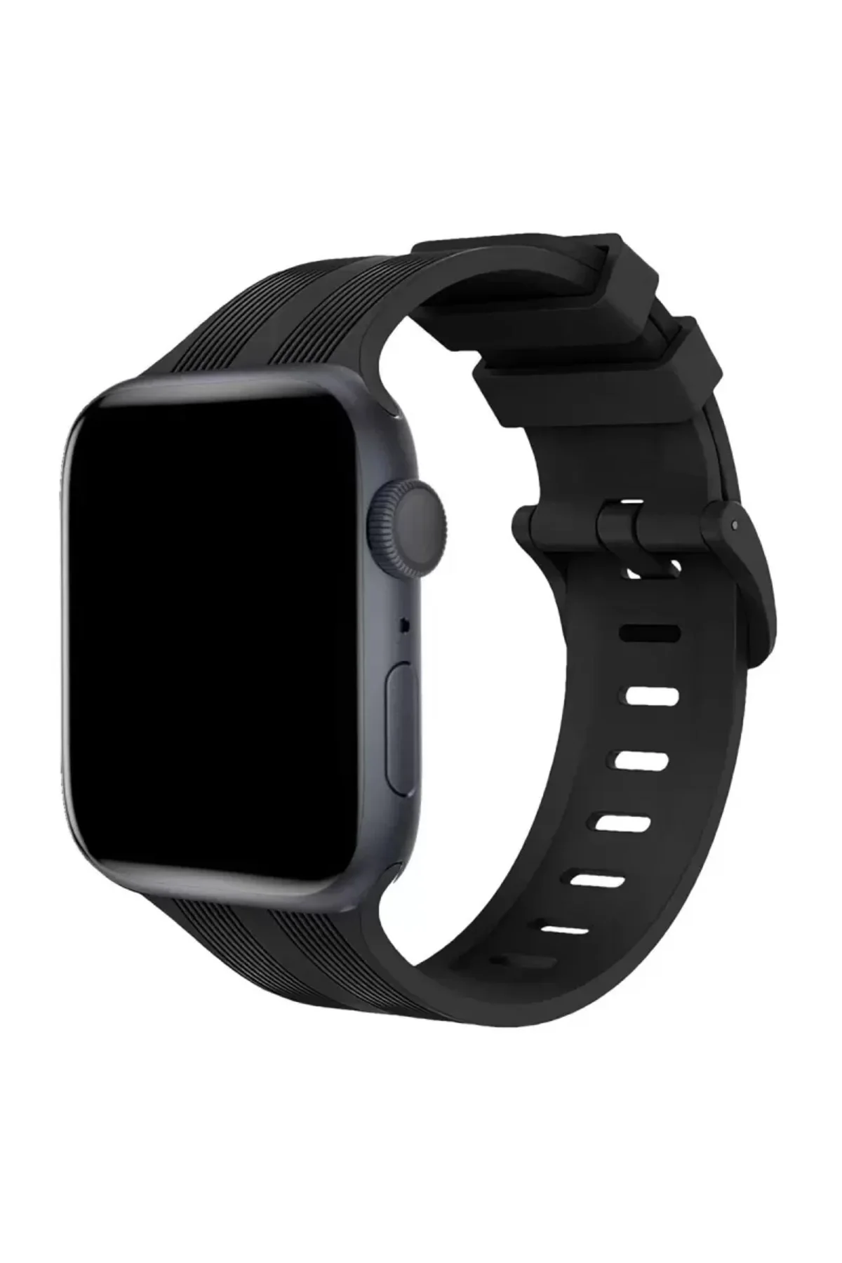 Newface Apple Watch 38mm Kr408 Çizgili Silikon Kordon - Siyah
