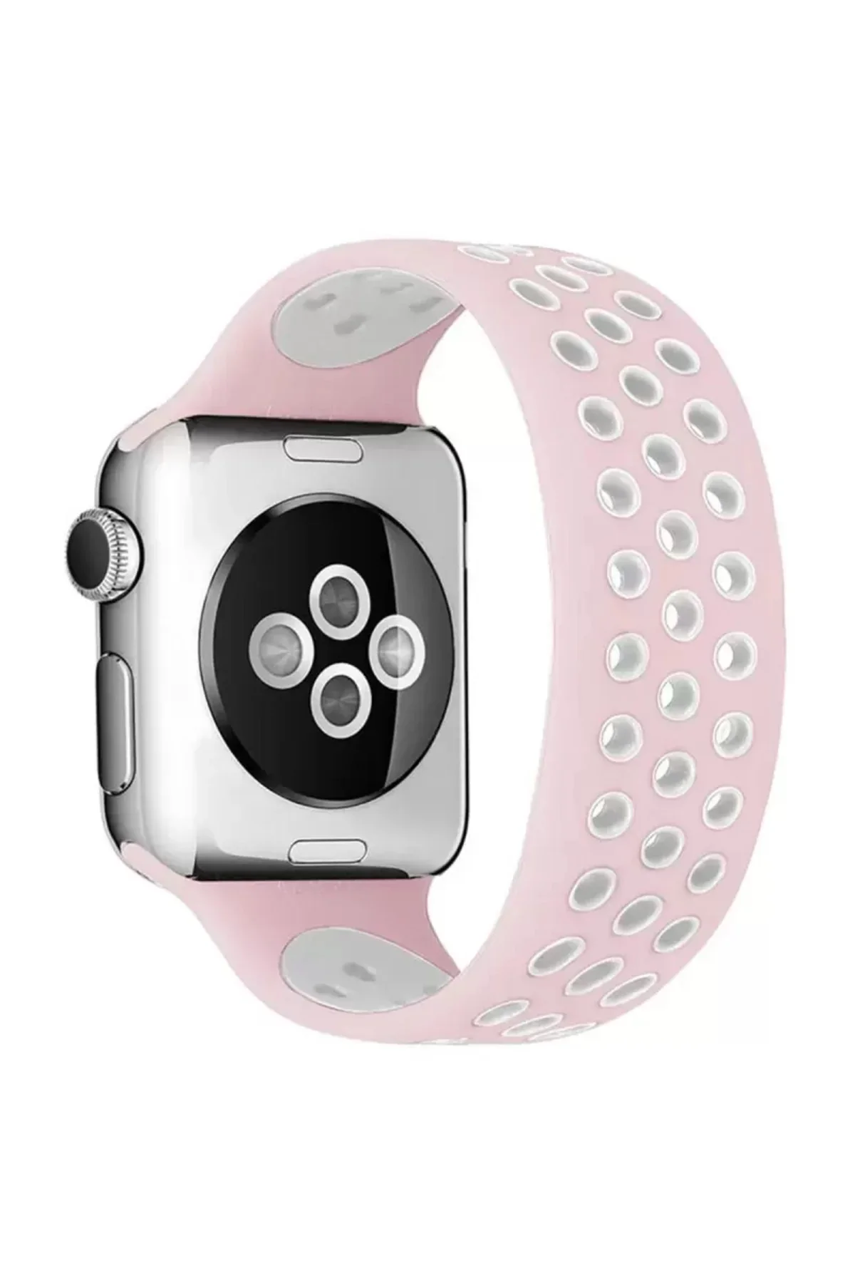 Newface Apple Watch 38mm Ayarlı Delikli Silikon Kordon - Pembe-be