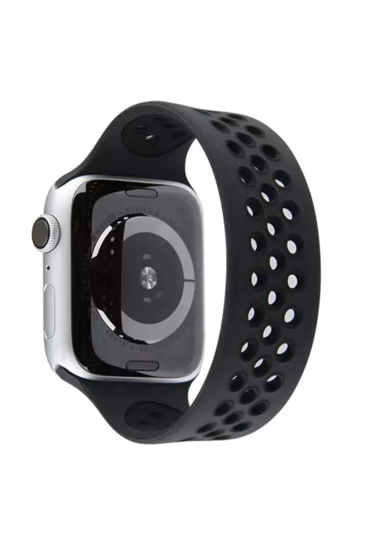 Newface Apple Watch 38mm Ayarlı Delikli Silikon Kordon - Siyah-si