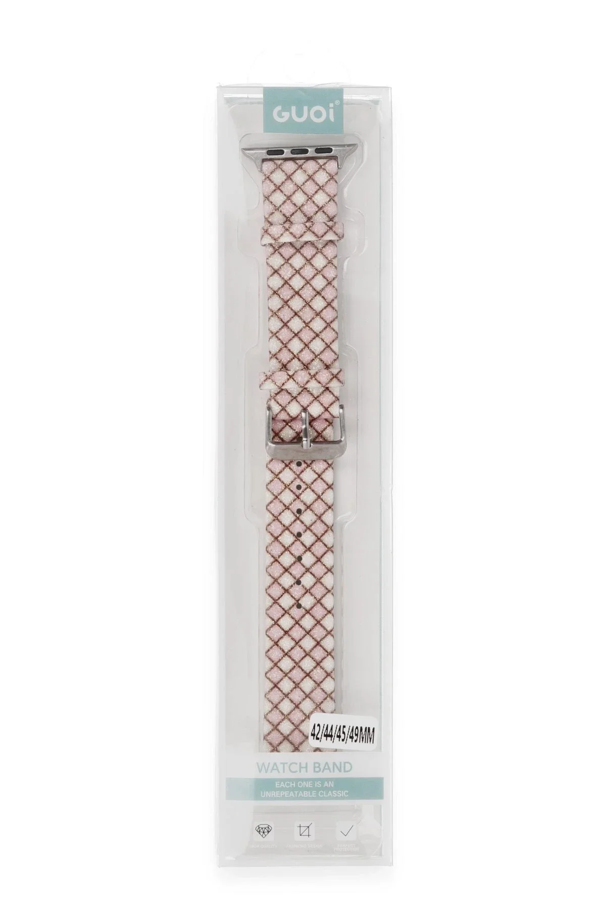 Newface Apple Watch 38mm Karo Motif Kordon - Pembe