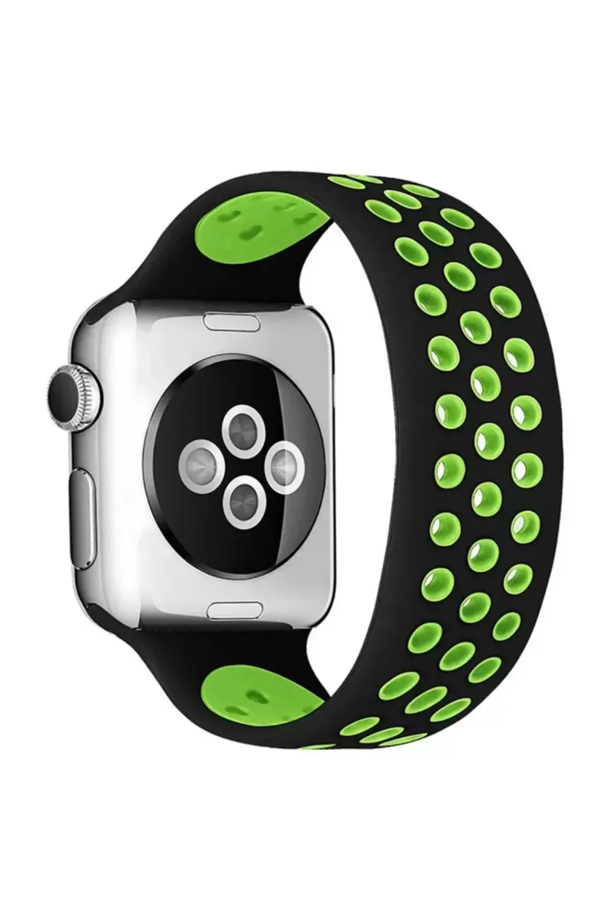 Newface Apple Watch 38mm Ayarlı Delikli Silikon Kordon - Siyah-ye