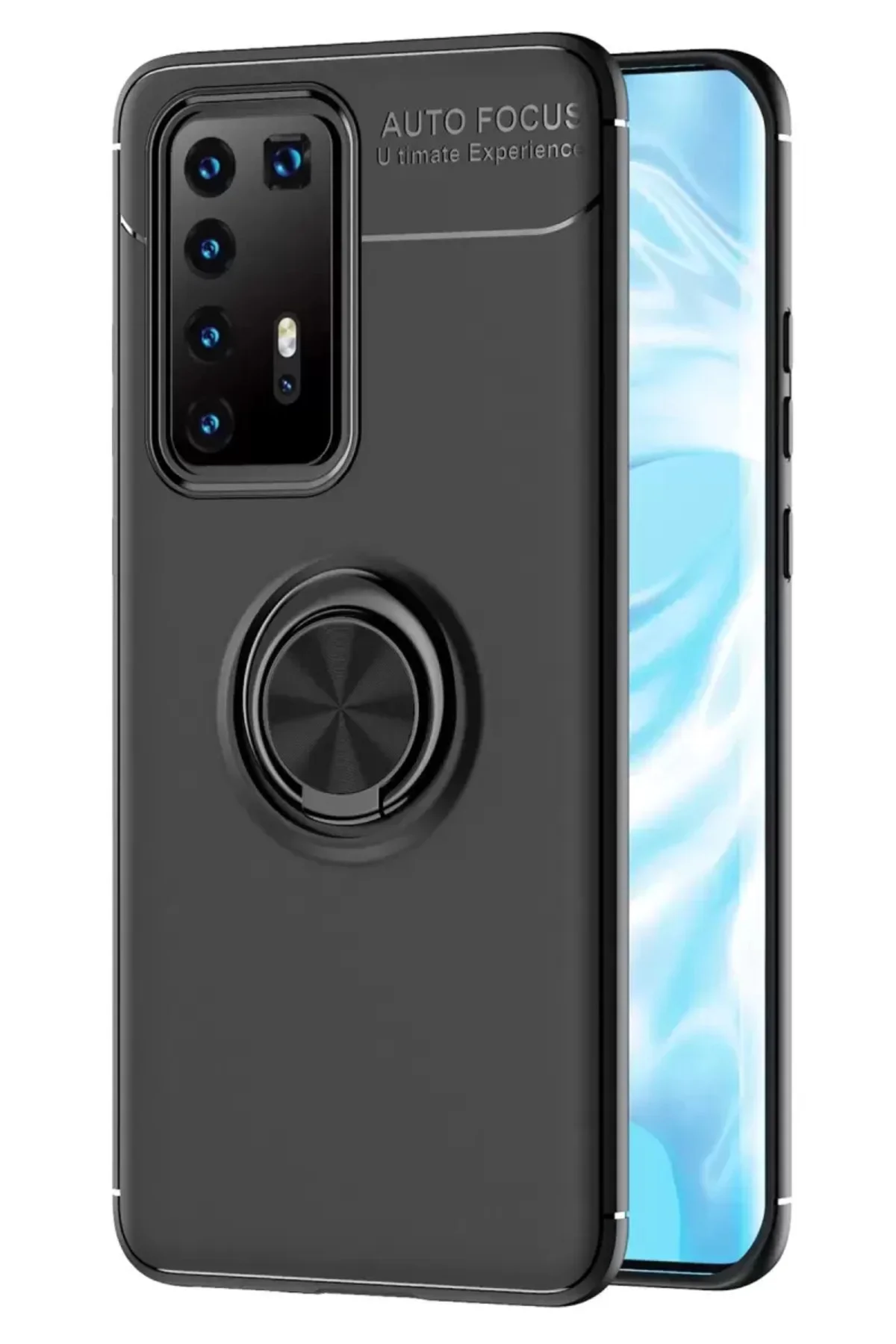 Newface Huawei P40 Pro Kılıf Range Yüzüklü Silikon - Siyah