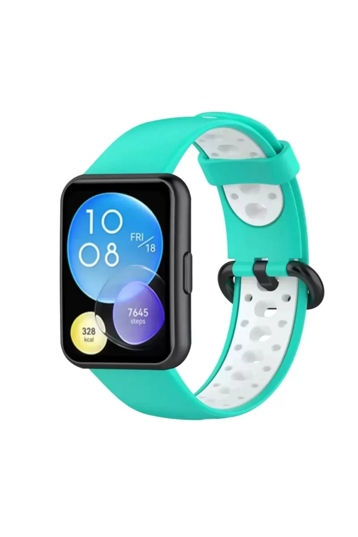 Newface Huawei Watch Fit 2 Spor Delikli Kordon - Turkuaz-beyaz