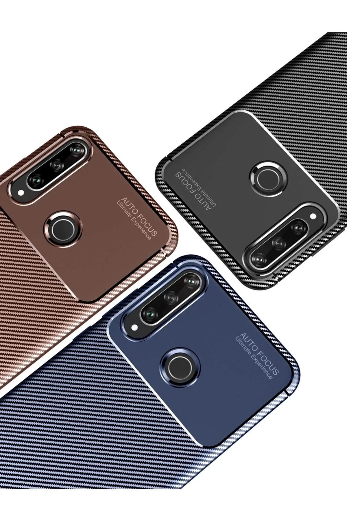 Newface Huawei Y6p Kılıf Auto Focus Karbon Kapak - Kahverengi