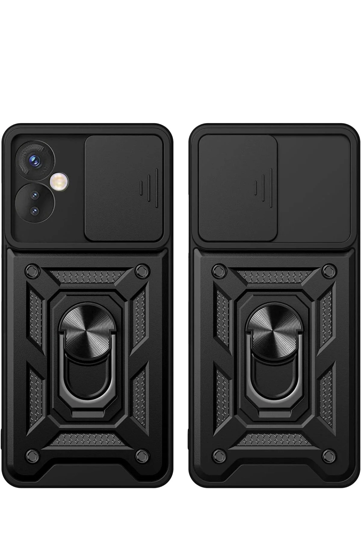 Newface İnfinix Hot 30 5g Kılıf Pars Lens Yüzüklü Silikon - Gümüş
