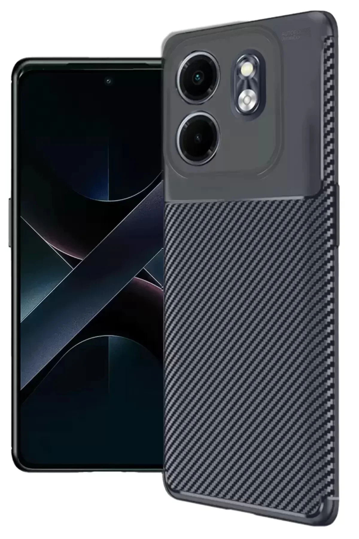 Newface İnfinix Smart 9 Kılıf Auto Focus Karbon Kapak - Lacivert