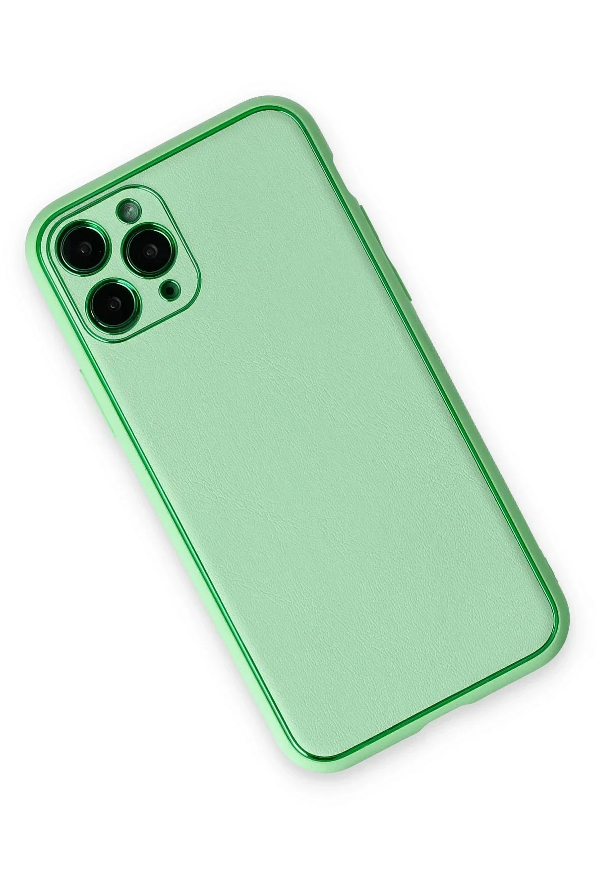 Newface İphone 11 Pro Kılıf Coco Deri Silikon Kapak - Açık Yeşil