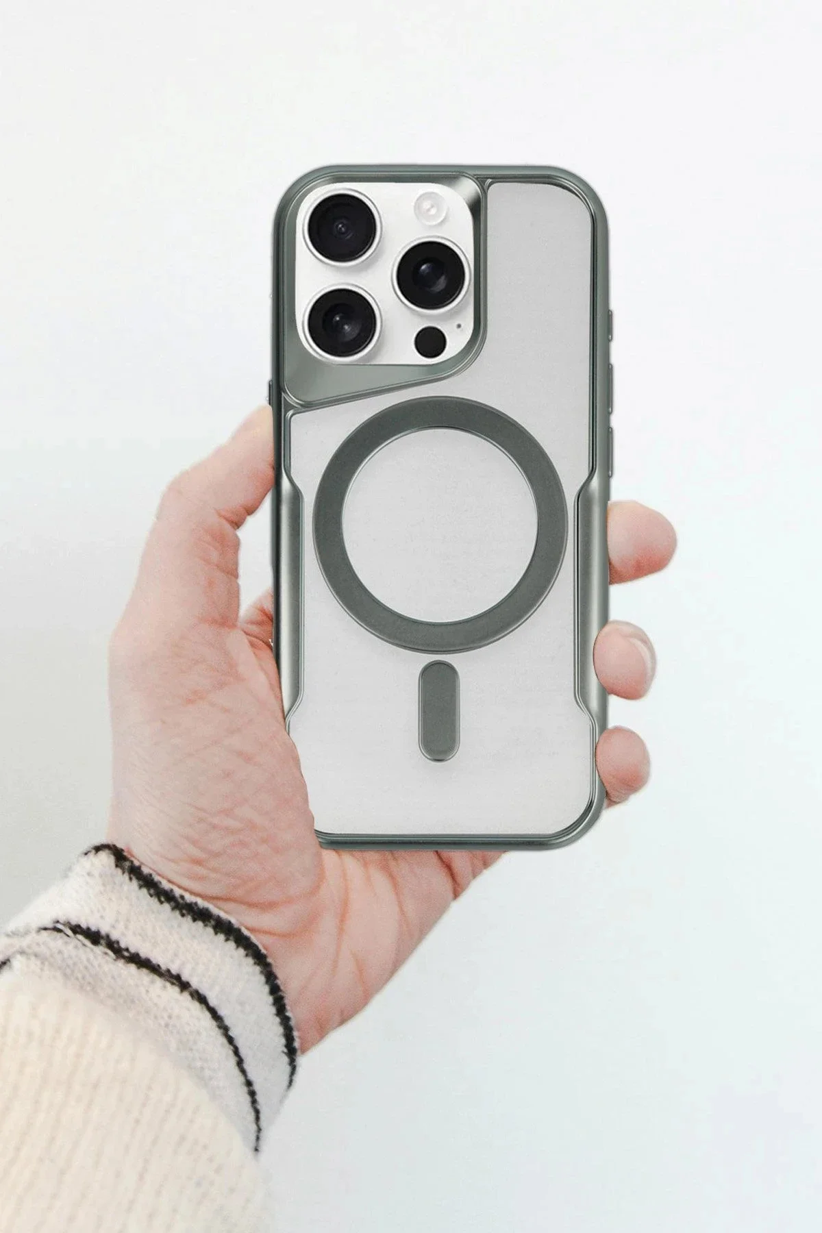 Newface İphone 11 Pro Max Kılıf Boyi Magsafe Silikon Kapak - Kahverengi