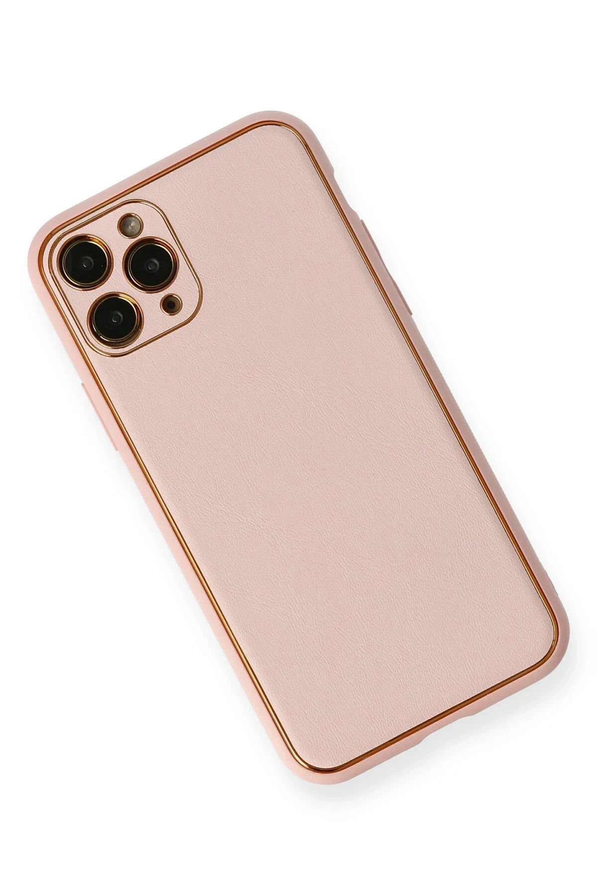 Newface İphone 11 Pro Max Kılıf Coco Deri Silikon Kapak - Pembe